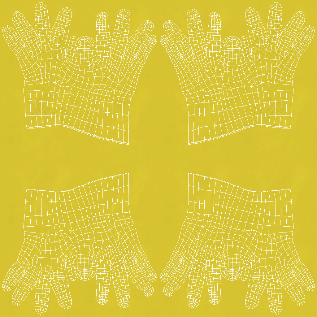 3D Hands in Yellow Rubber Gloves Rigged