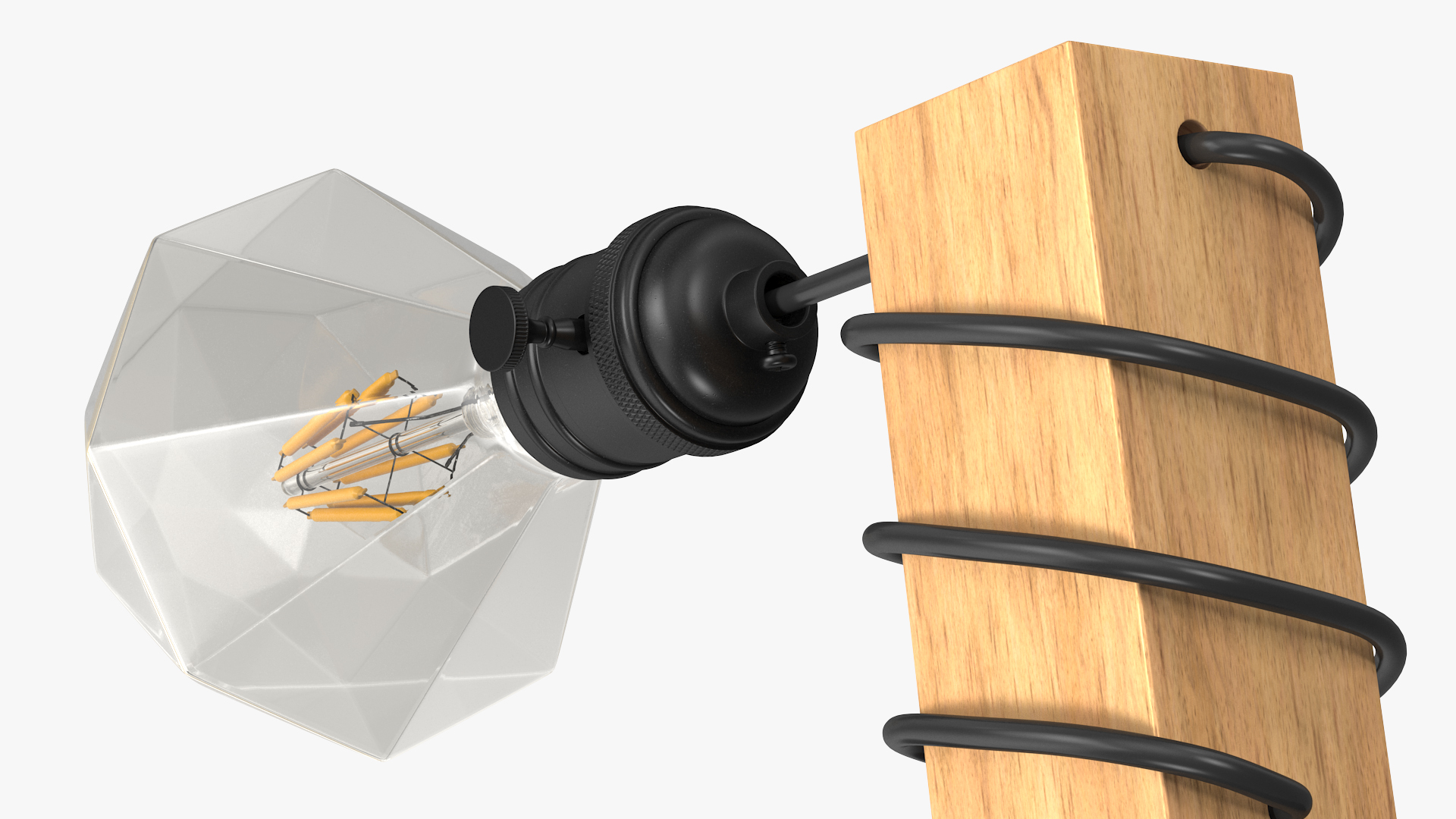 Vintage Wall Lamp Black with Light Bulb 3D model
