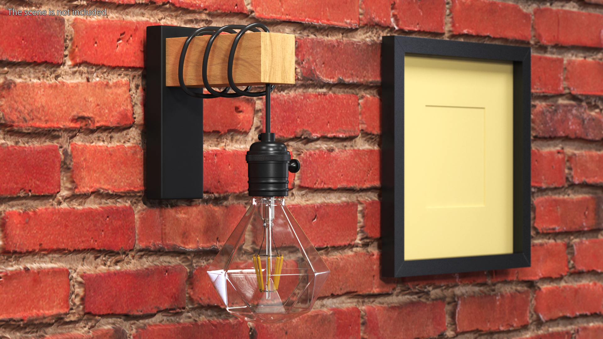 Vintage Wall Lamp Black with Light Bulb 3D model