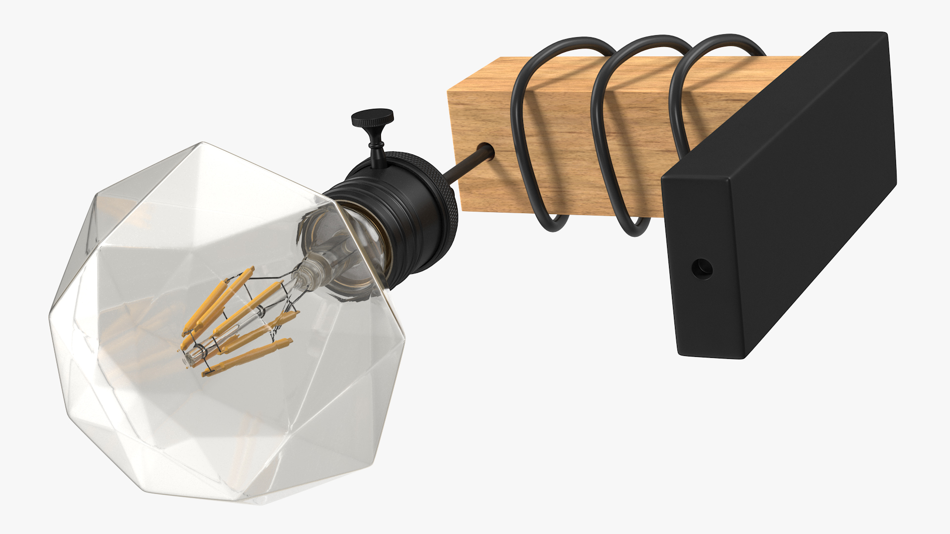 Vintage Wall Lamp Black with Light Bulb 3D model