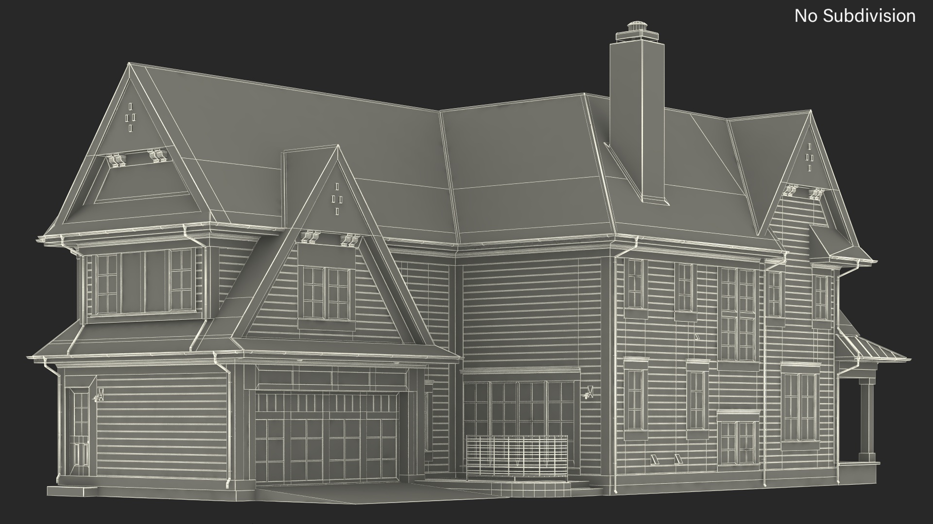 3D model Blue American House Exterior with Garage