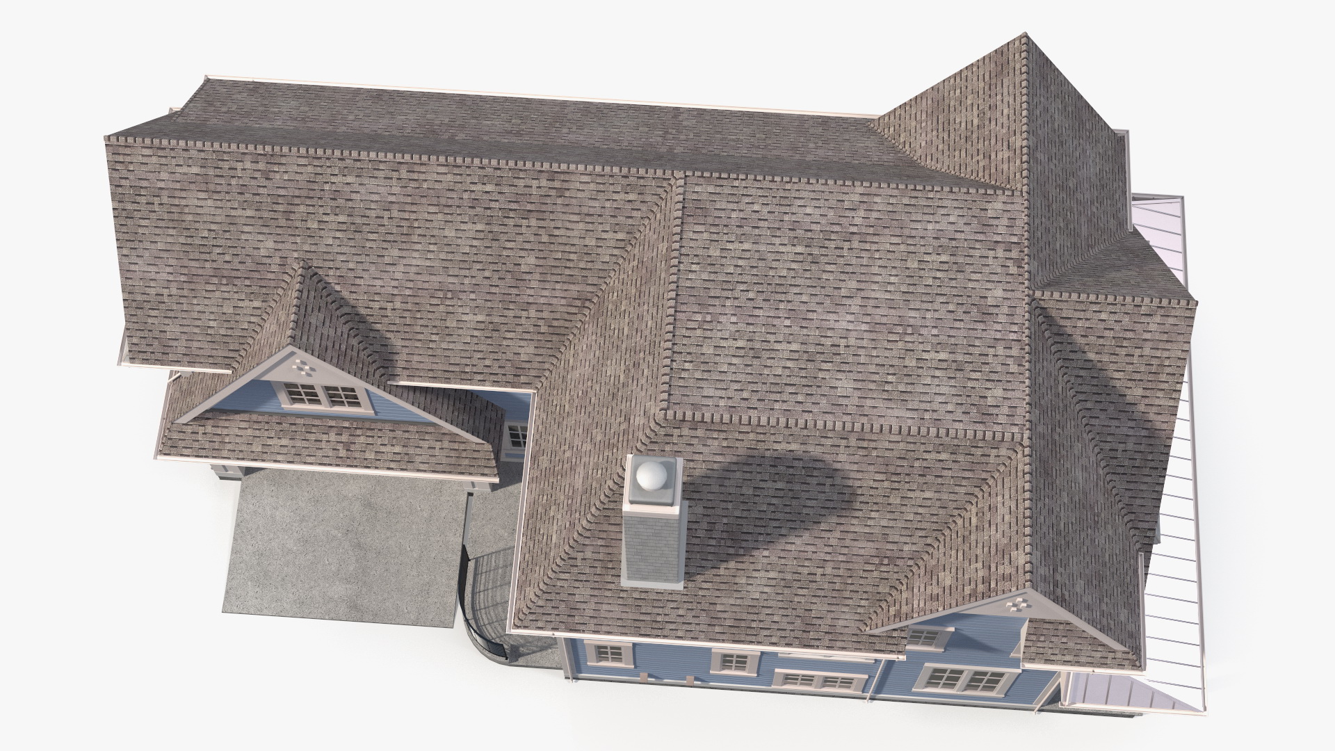 3D model Blue American House Exterior with Garage