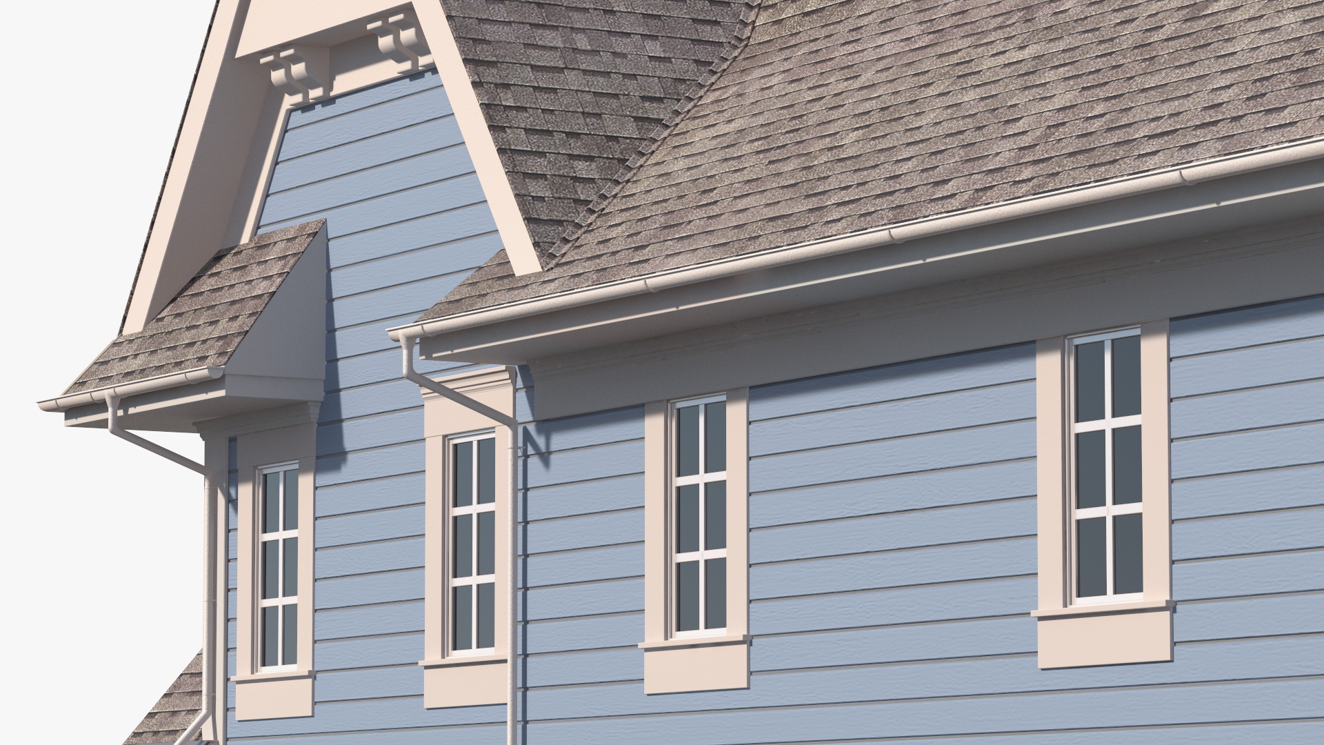 3D model Blue American House Exterior with Garage