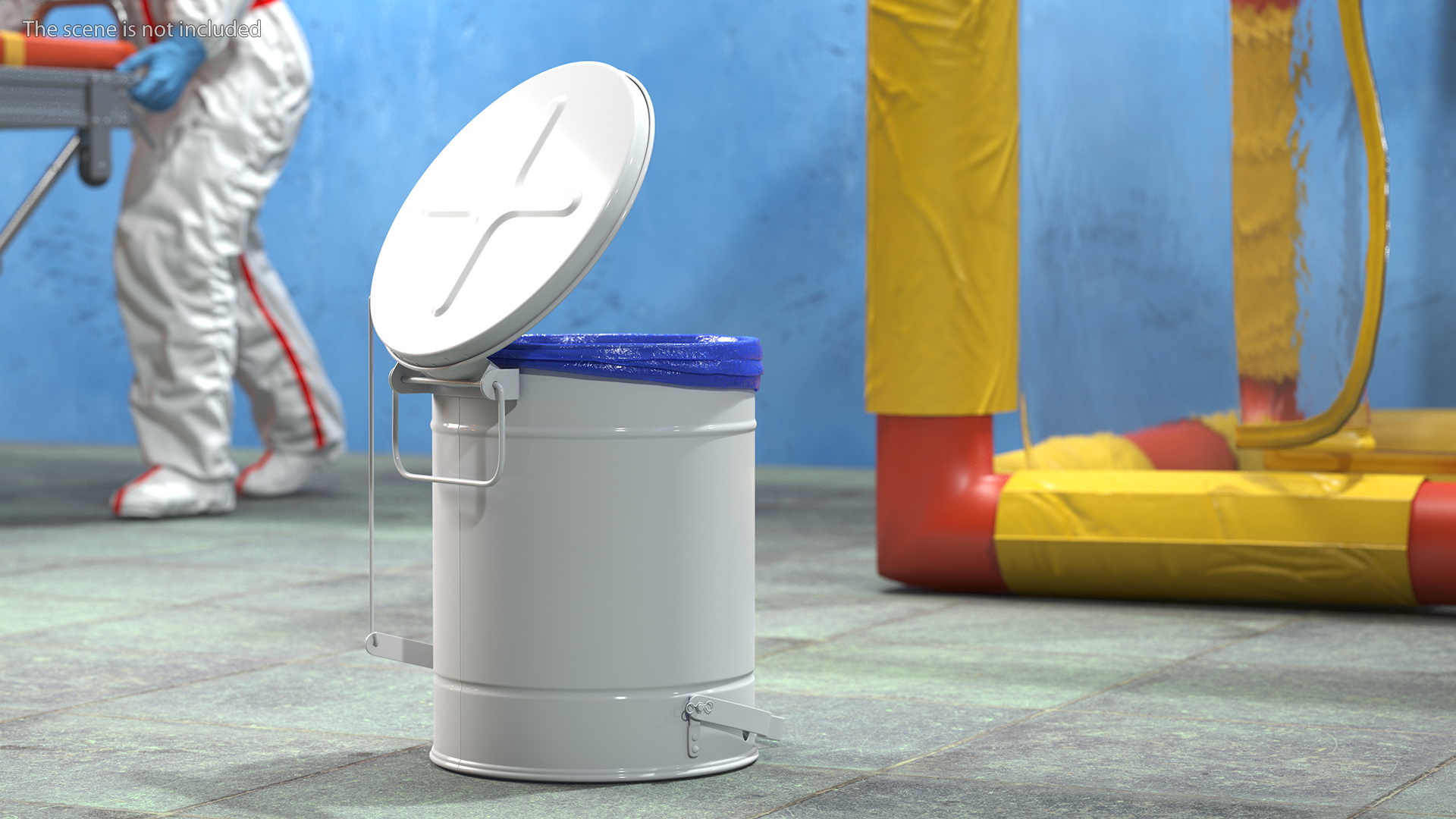 3D Biohazard Steel Waste Can with Foot Pedal