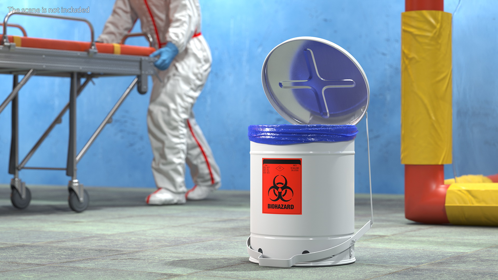3D Biohazard Steel Waste Can with Foot Pedal