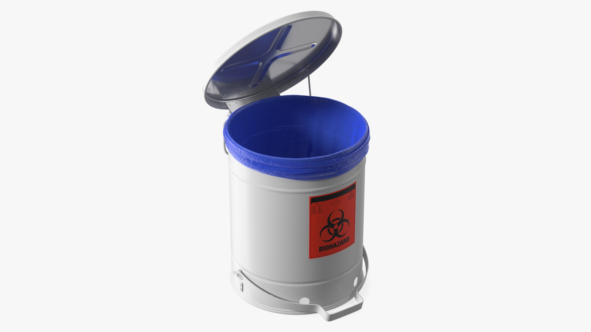 3D Biohazard Steel Waste Can with Foot Pedal