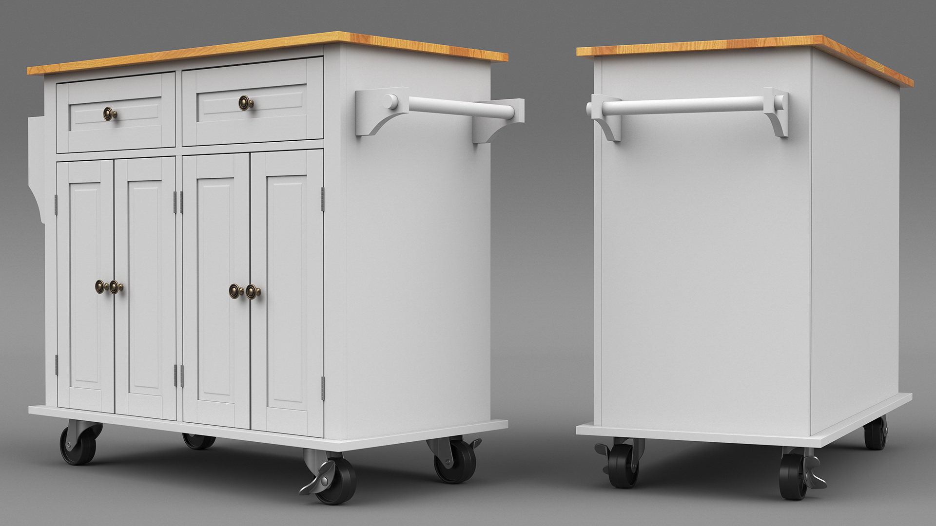 3D model Movable Kitchen Cupboard White