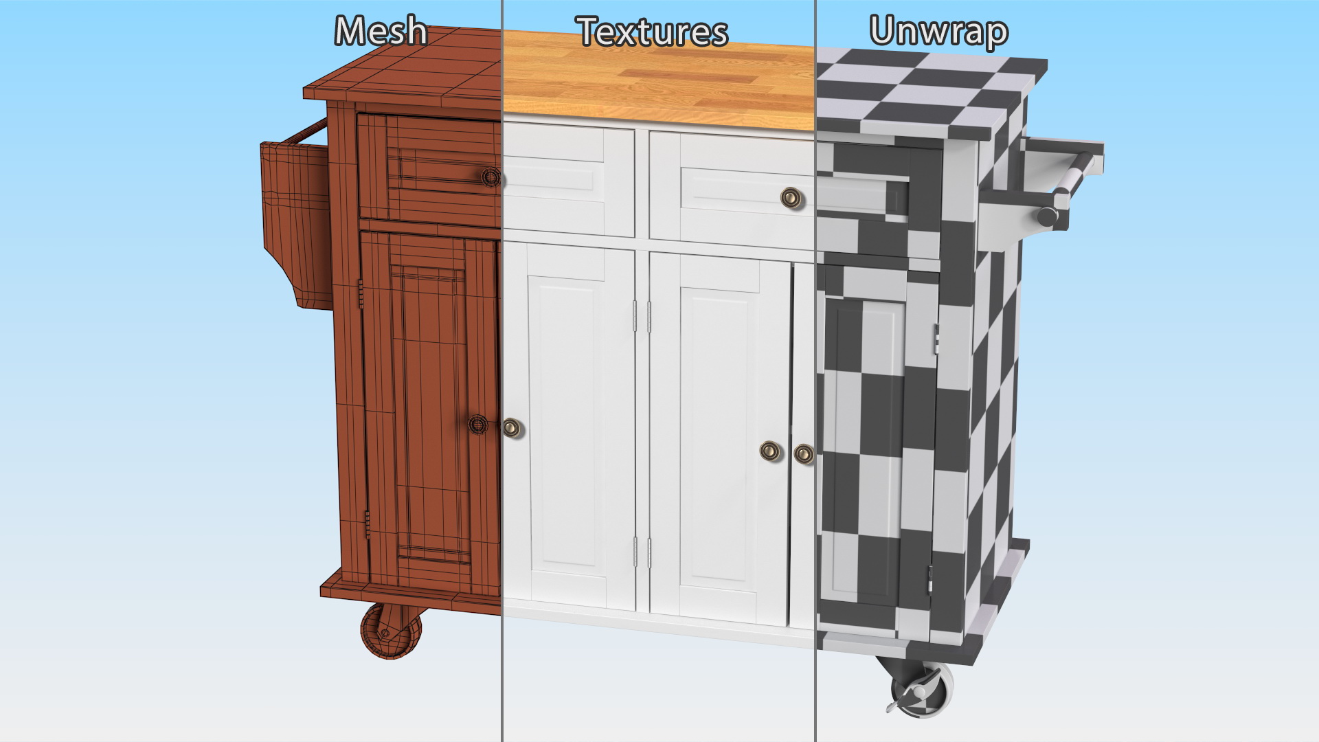3D model Movable Kitchen Cupboard White