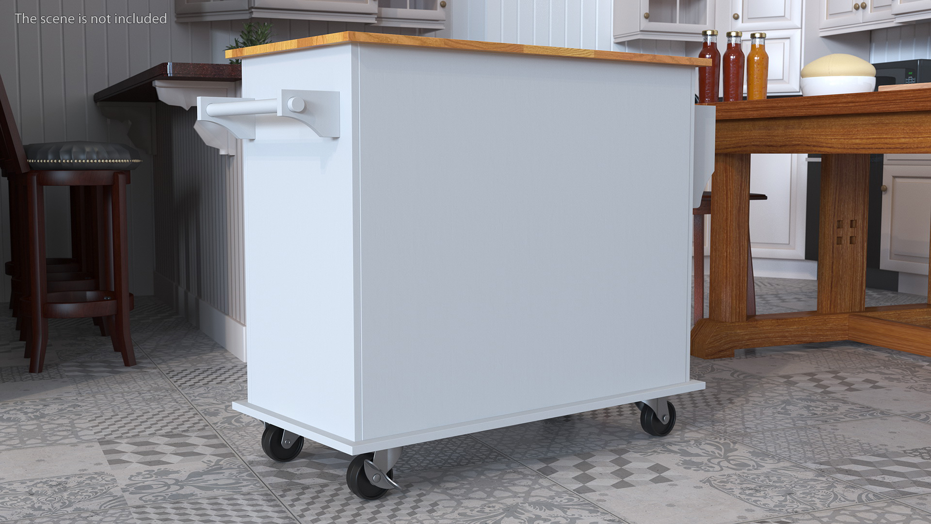3D model Movable Kitchen Cupboard White