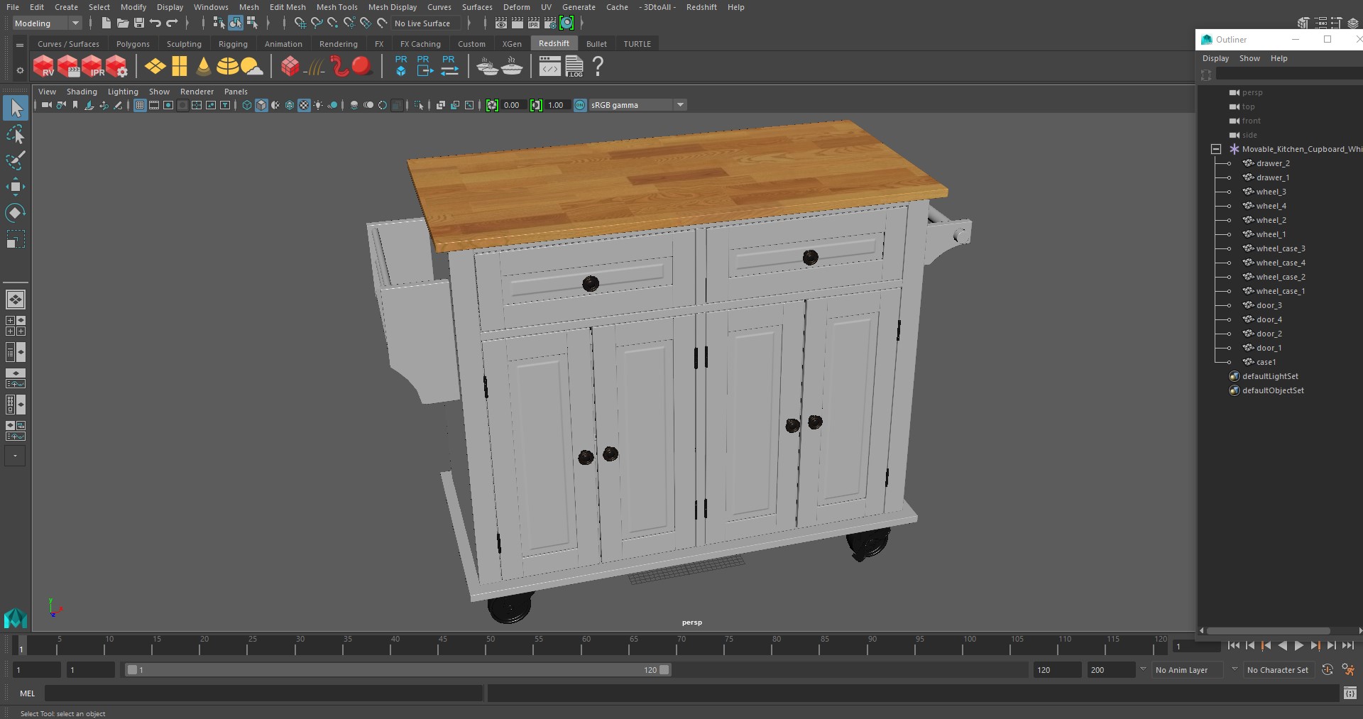 3D model Movable Kitchen Cupboard White