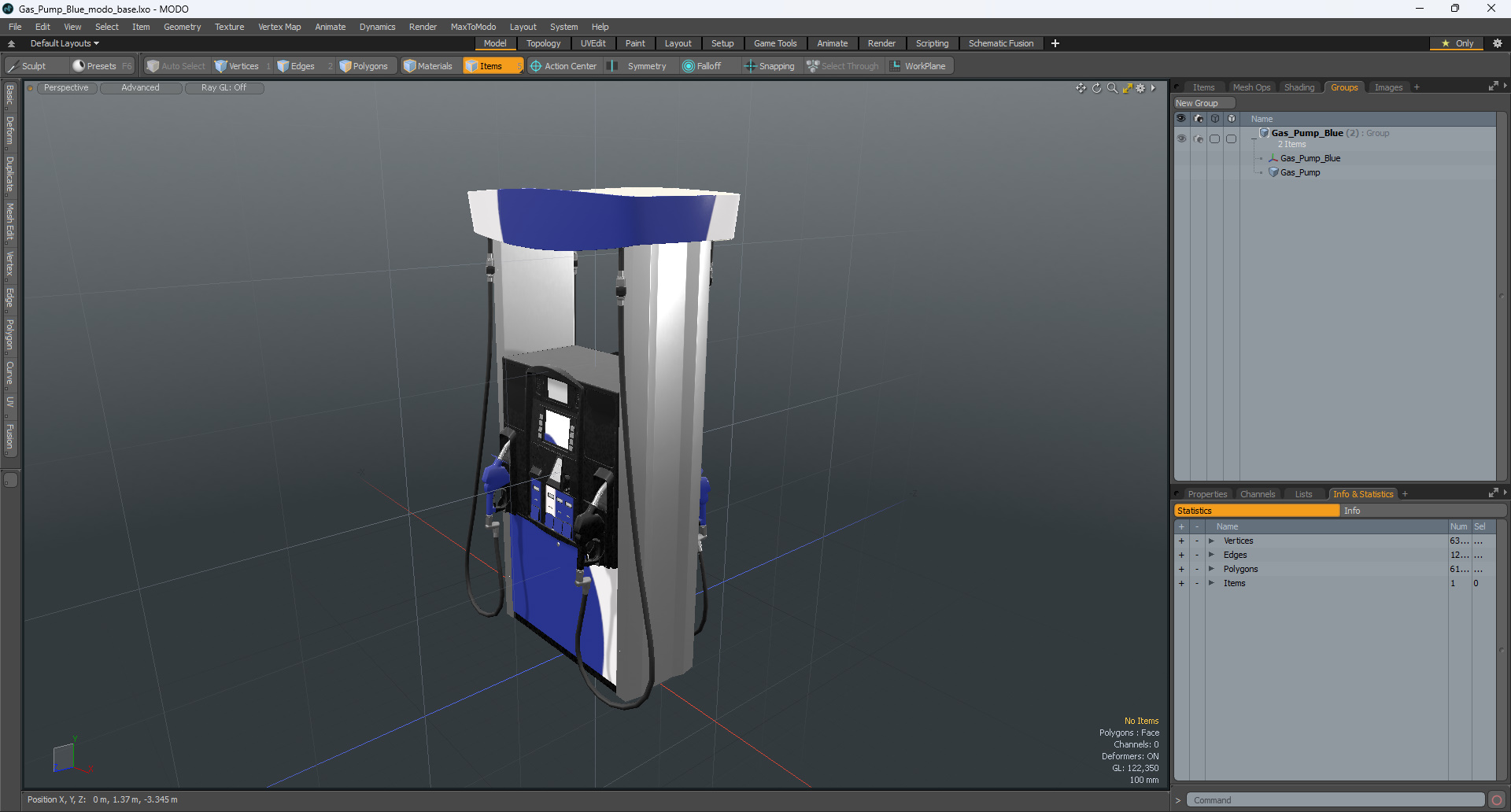 3D Gas Pump Blue model