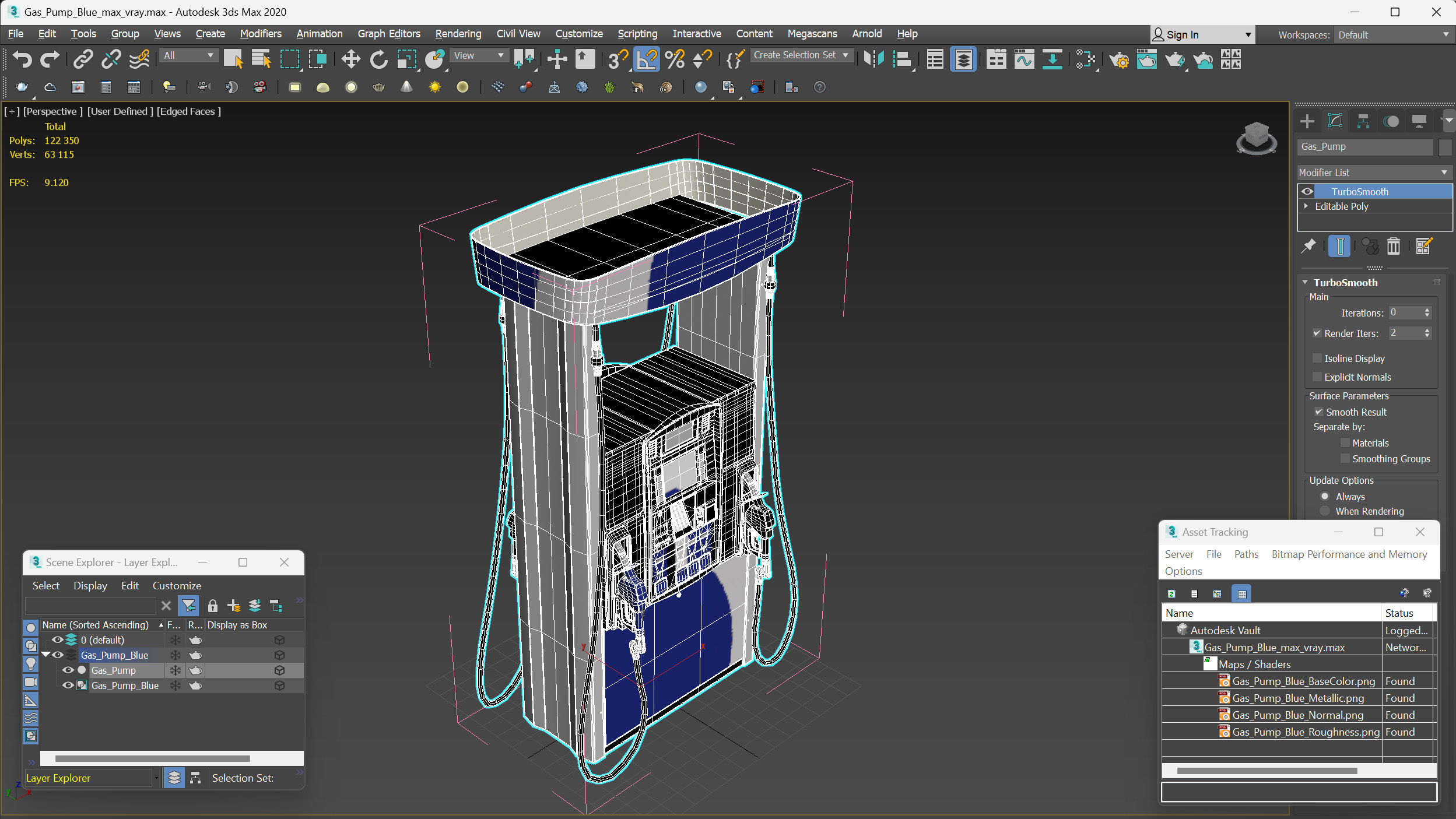 3D Gas Pump Blue model