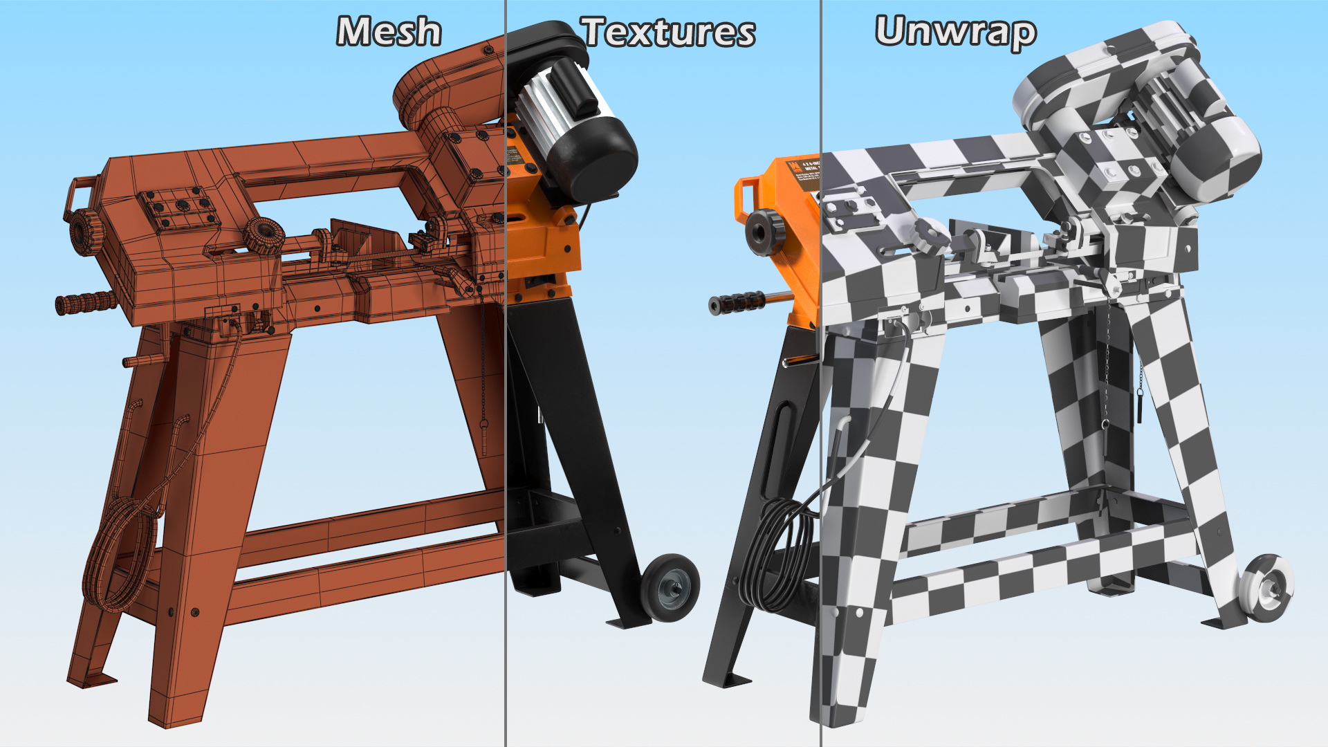 3D model WEN 3970T Metal Cutting Band Saw with Stand Rigged