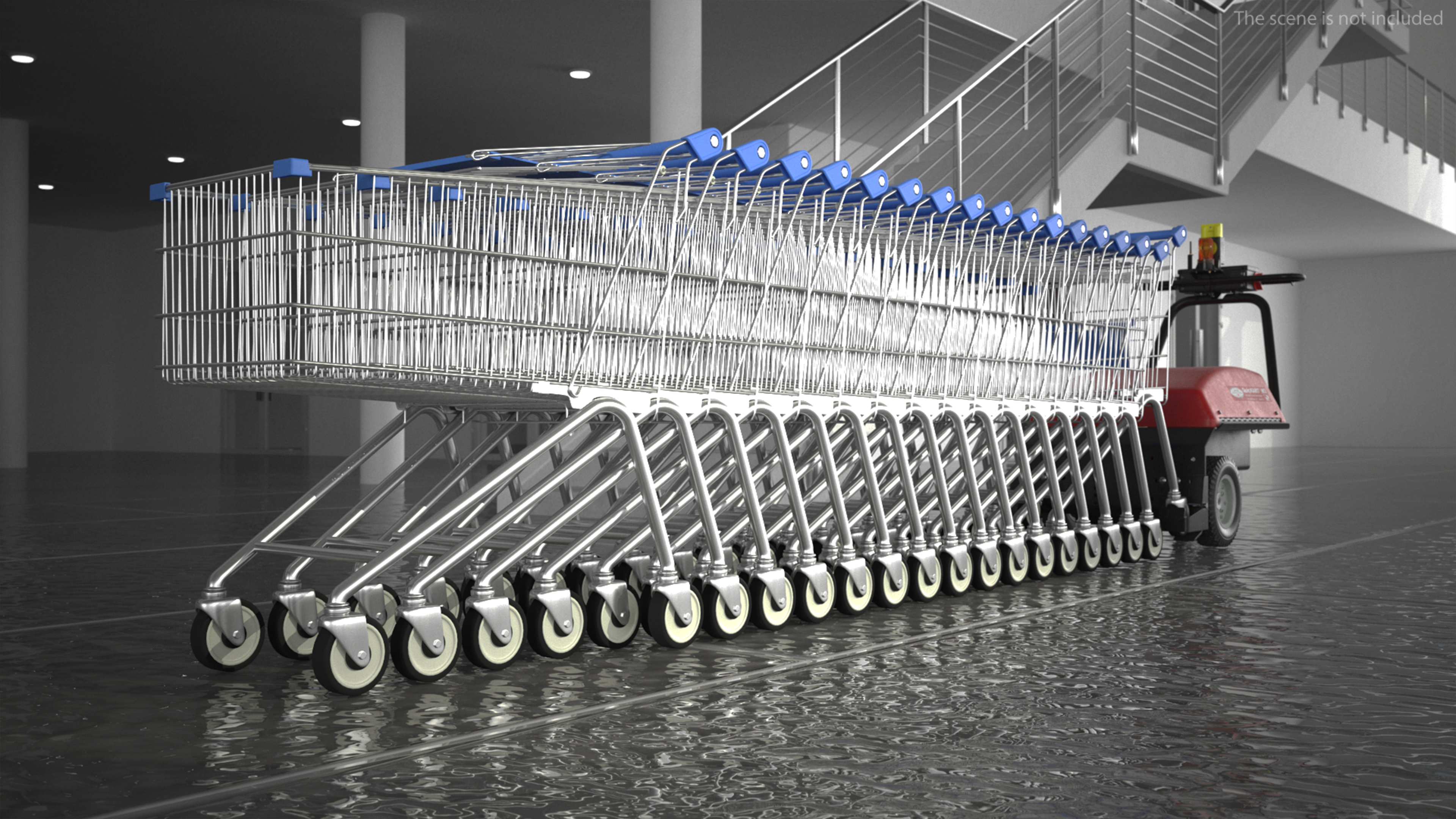 3D model Electric Shopping Cart Retriever with Trolley