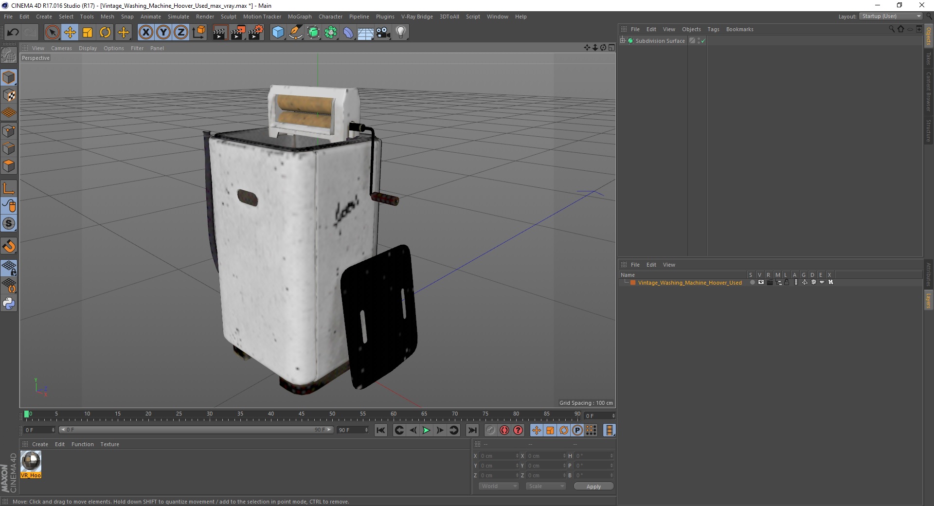 3D model Vintage Washing Machine Hoover Used