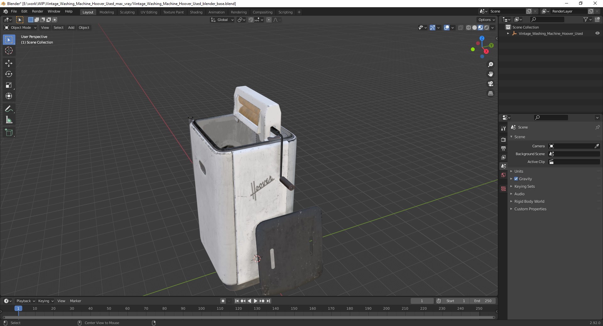 3D model Vintage Washing Machine Hoover Used