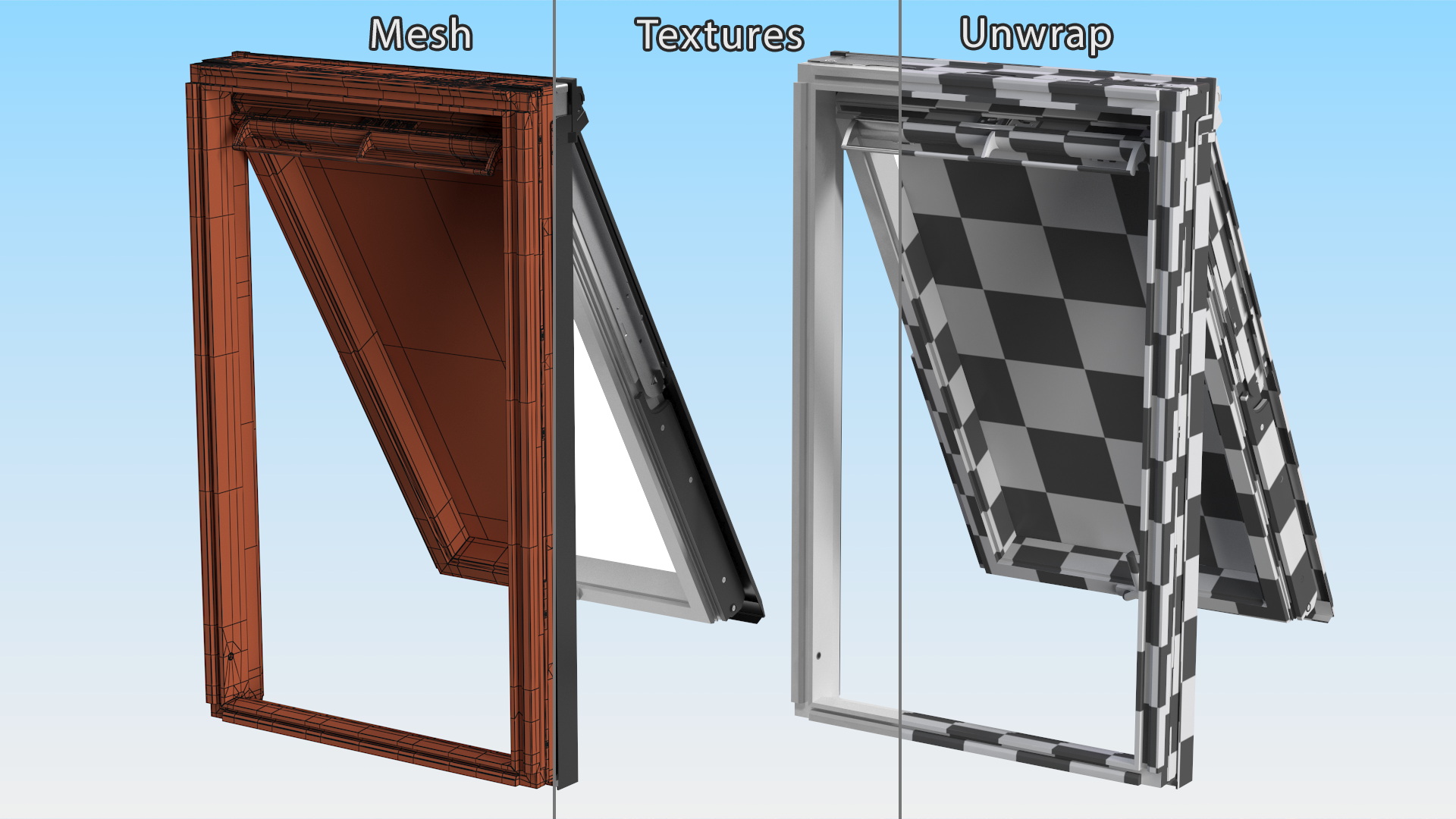 3D Roof Window 118 x 188 cm Rigged