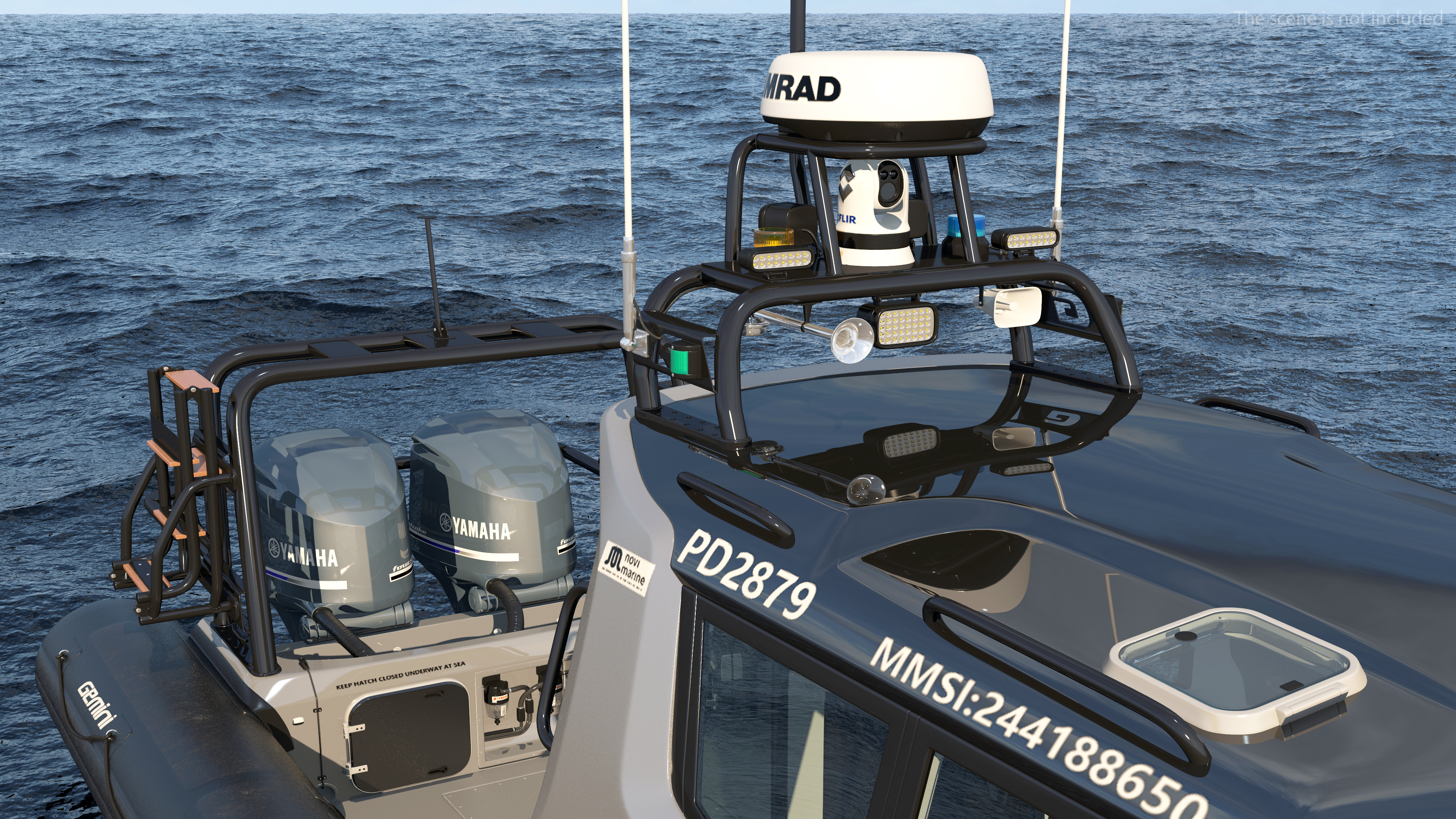 Military Twin-Engine Boat Waverider 1060 GRP 3D model