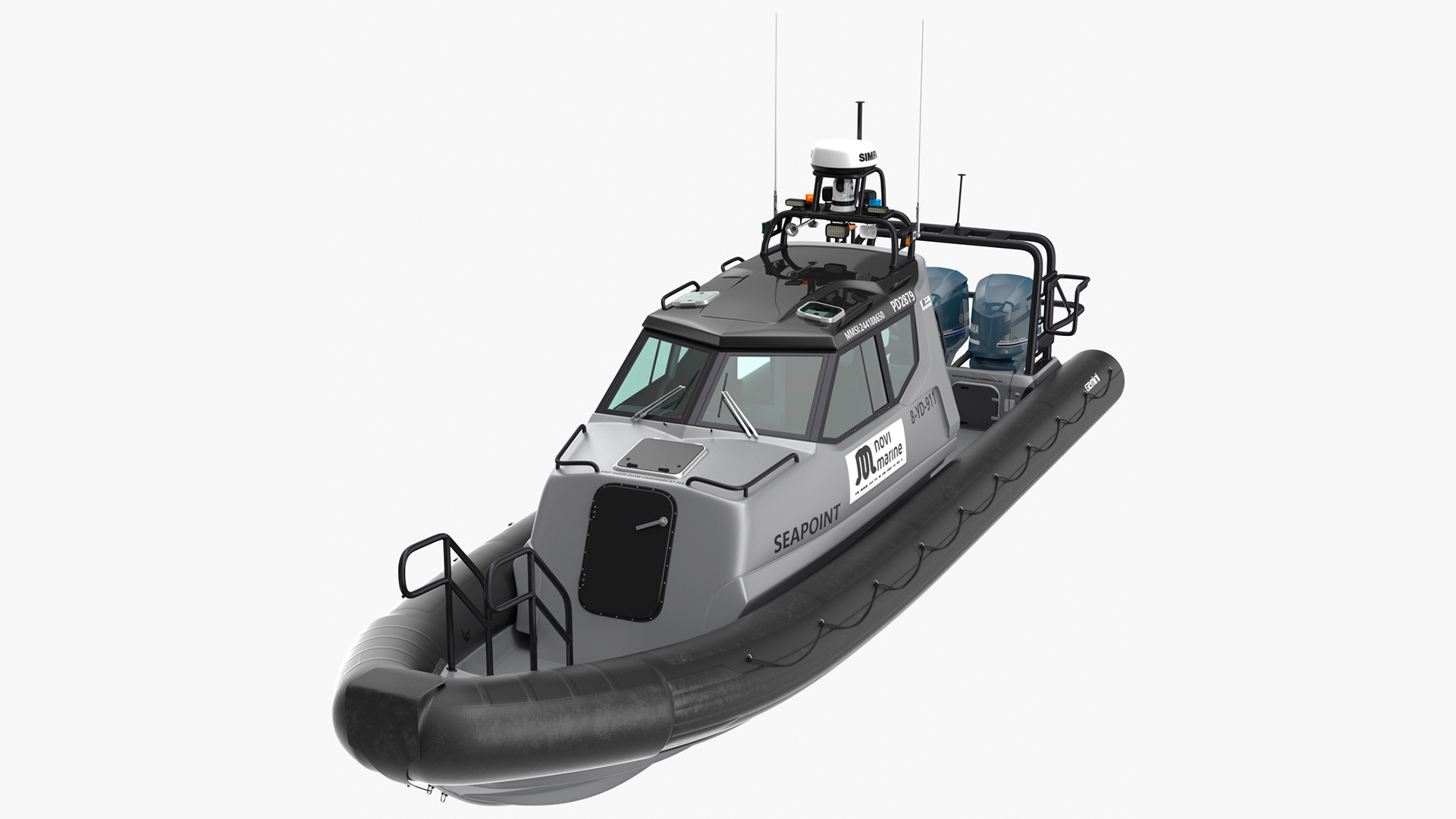 Military Twin-Engine Boat Waverider 1060 GRP 3D model