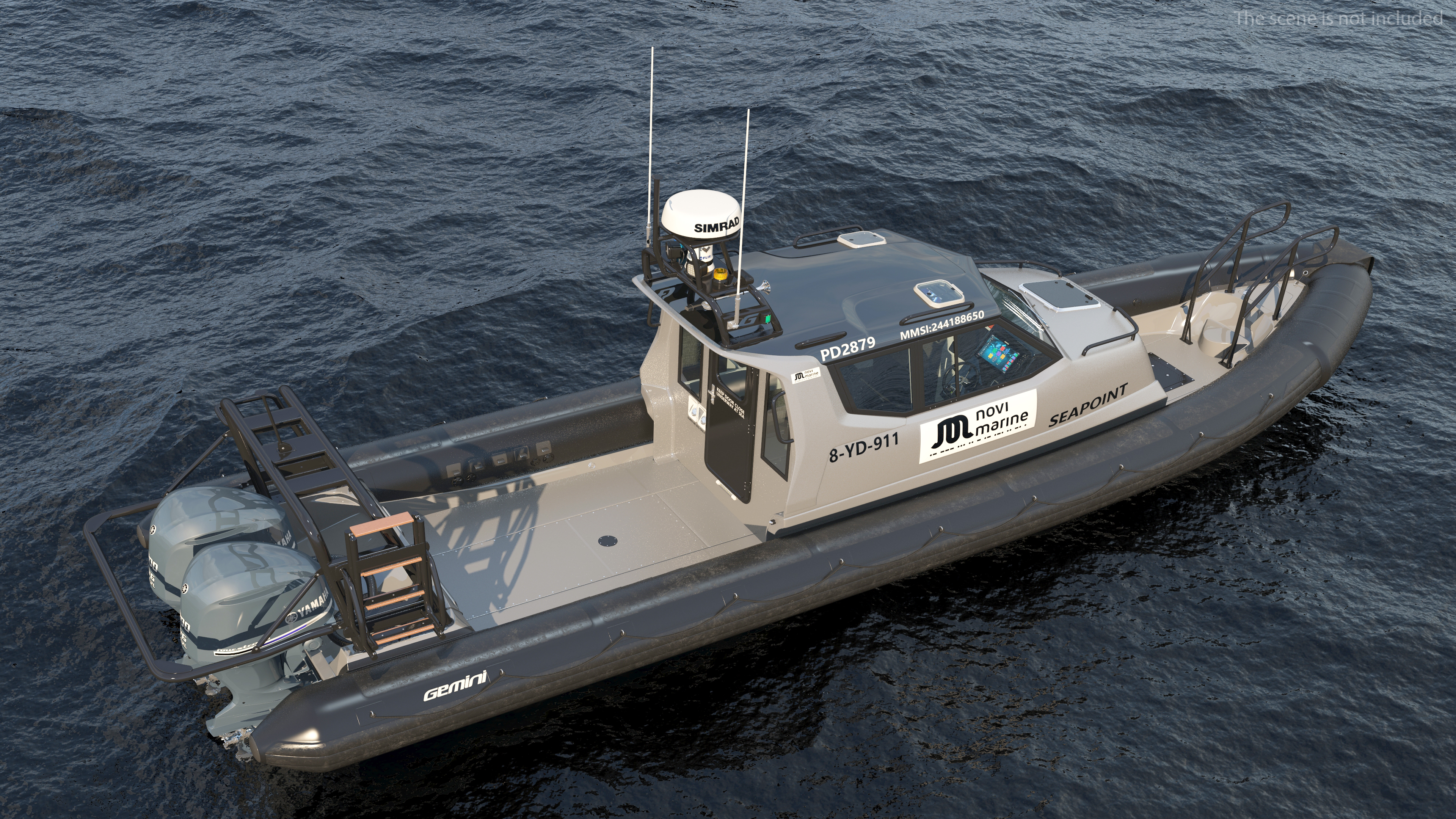 Military Twin-Engine Boat Waverider 1060 GRP 3D model