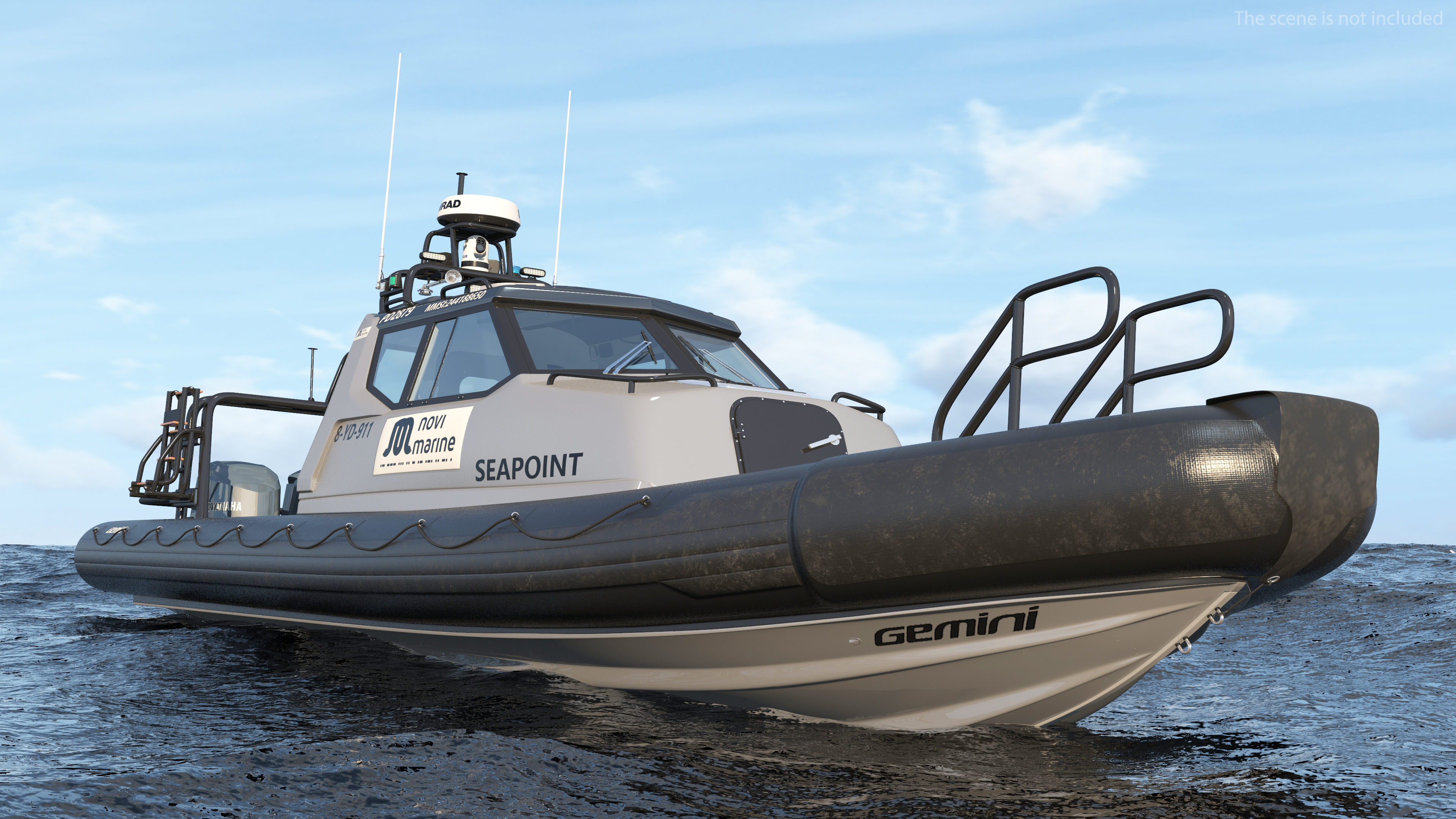 Military Twin-Engine Boat Waverider 1060 GRP 3D model
