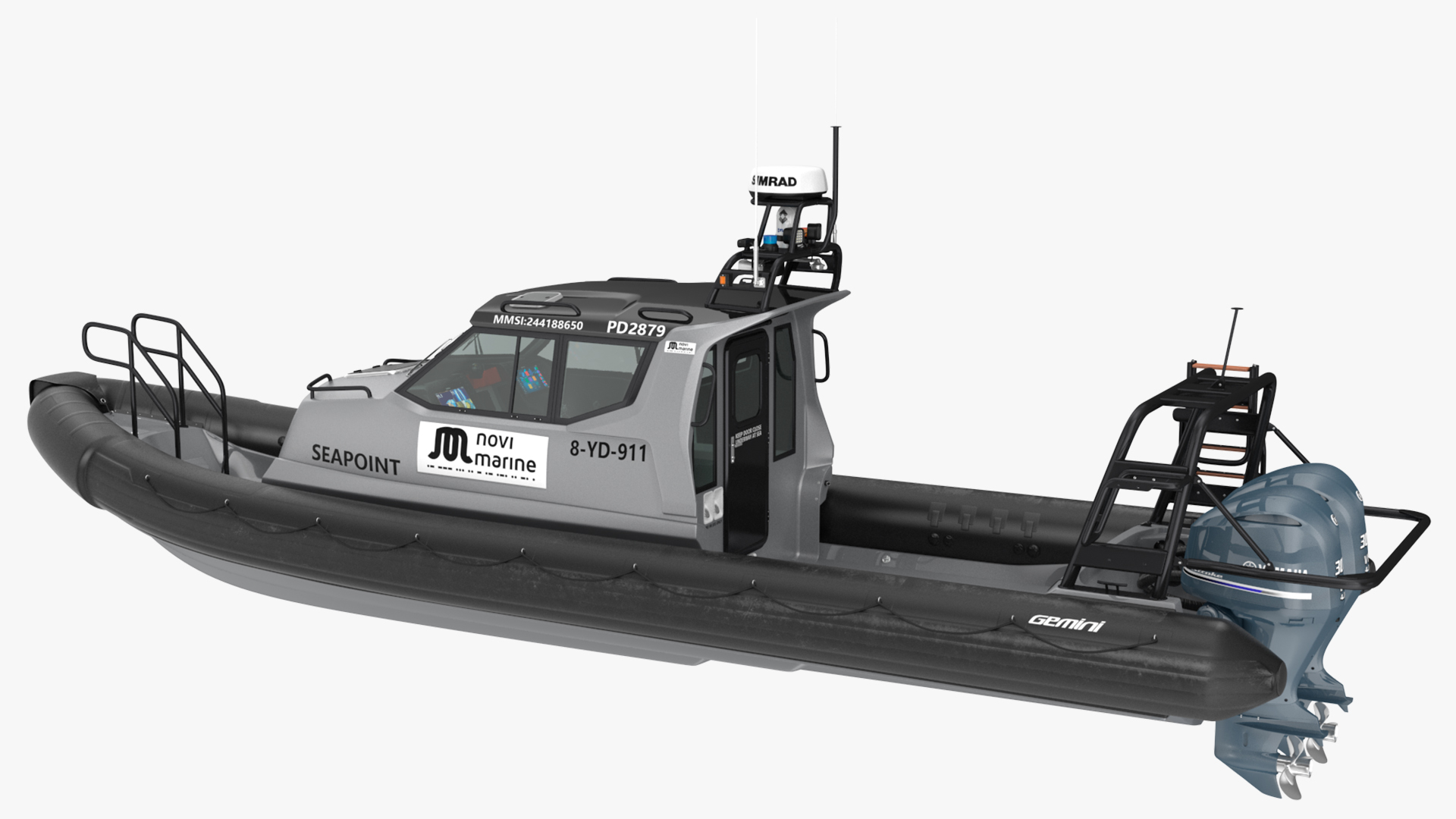Military Twin-Engine Boat Waverider 1060 GRP 3D model