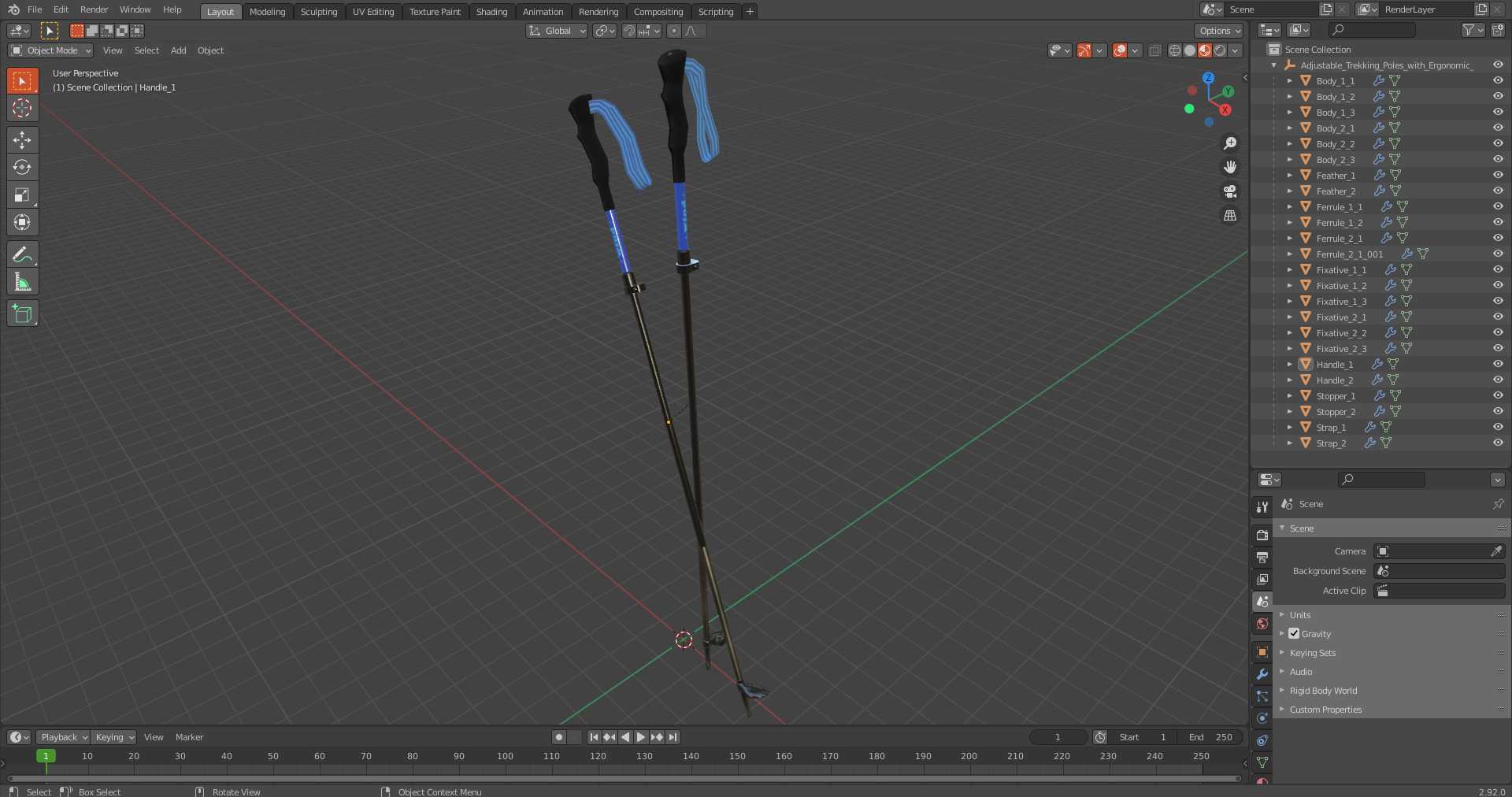 3D Adjustable Trekking Poles with Ergonomic Grips