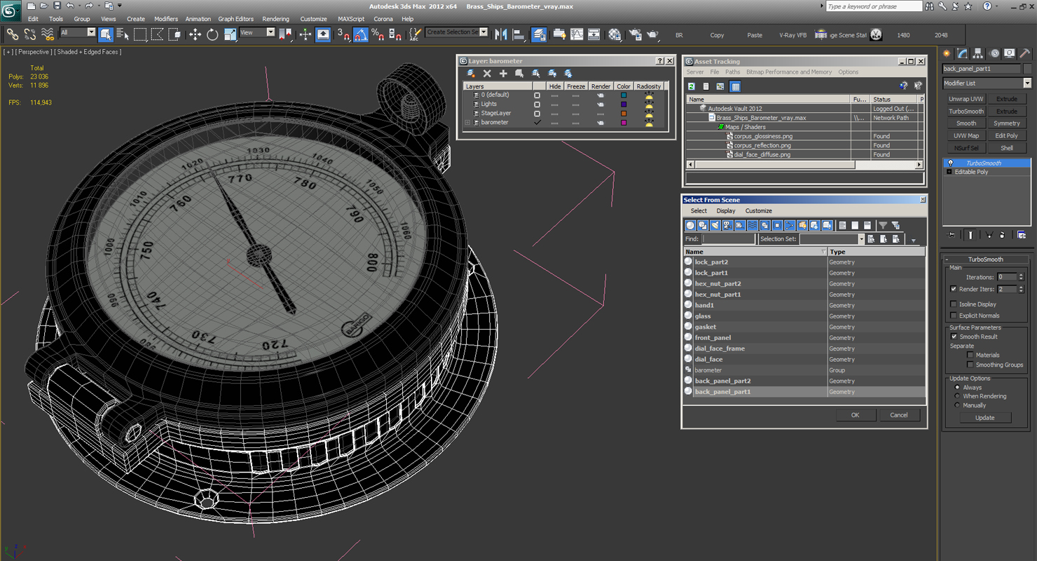 3D model Brass Ship Barometer