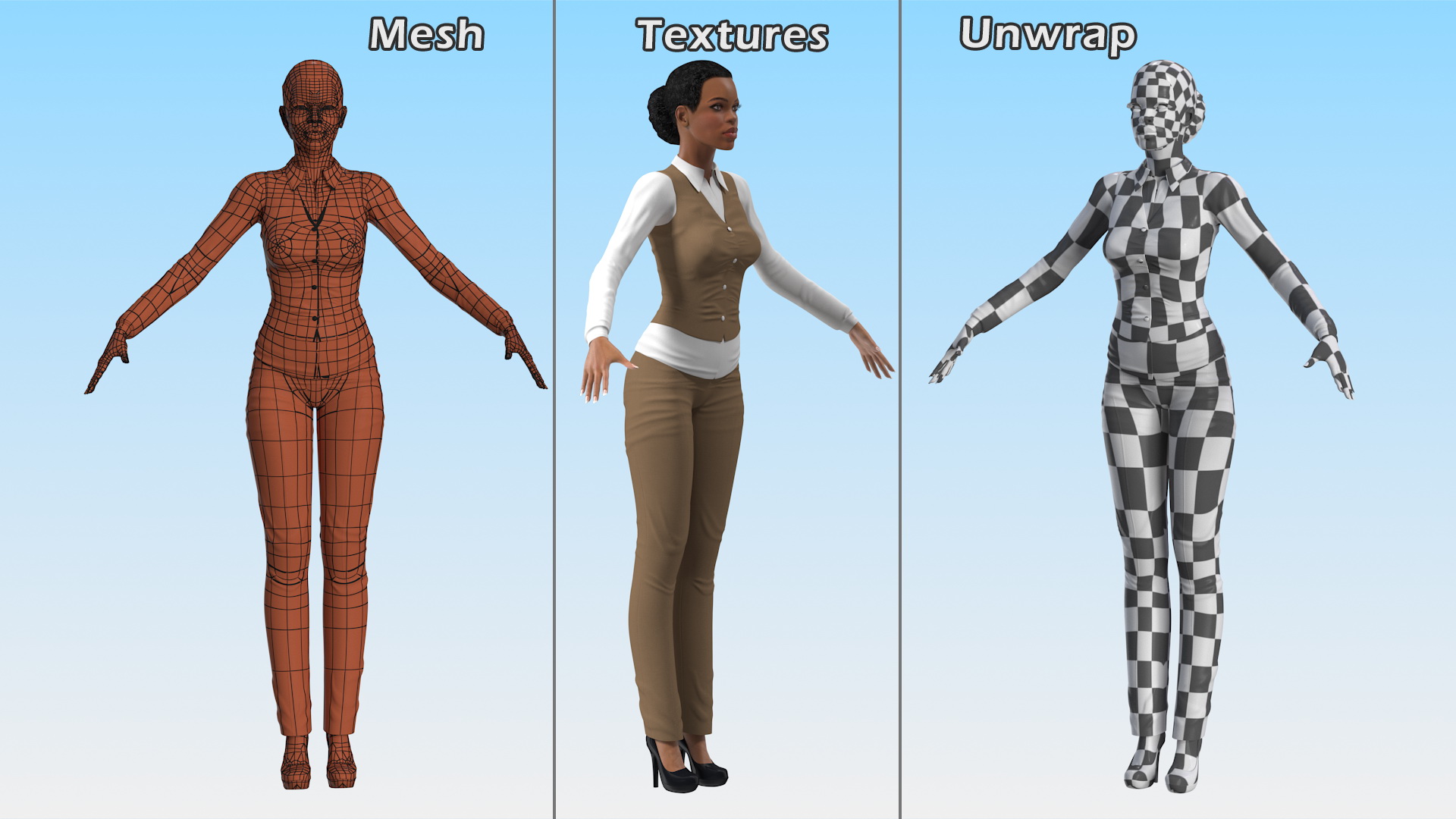 3D Light Skin Business Style Woman Rigged model