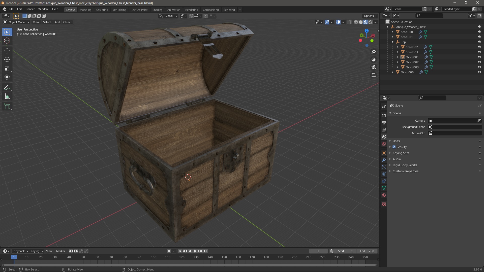 3D model Antique Wooden Chest