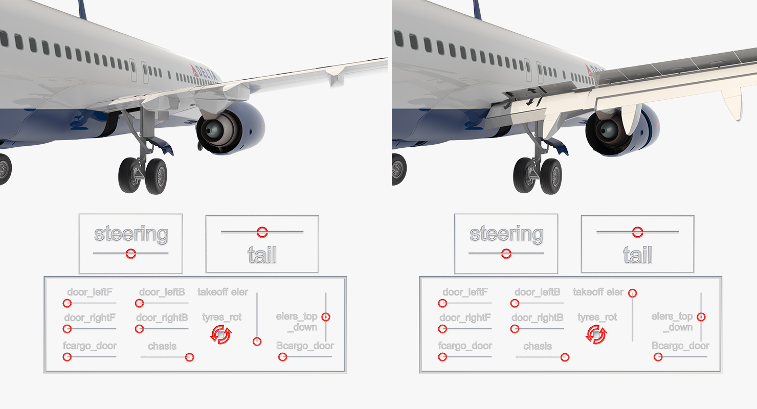 Boeing 737 900 Delta Air Lines Rigged 3D