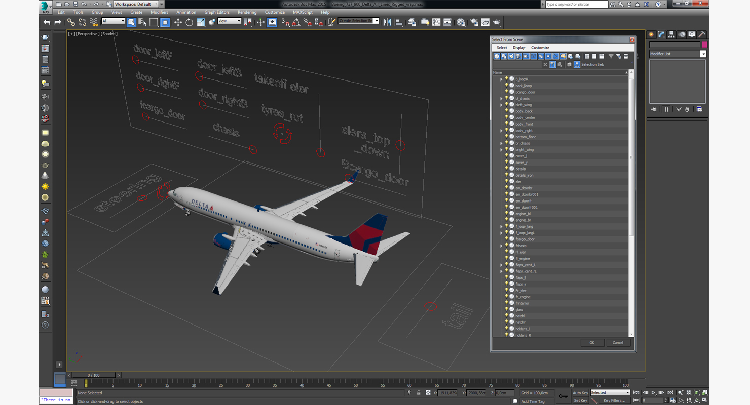 Boeing 737 900 Delta Air Lines Rigged 3D
