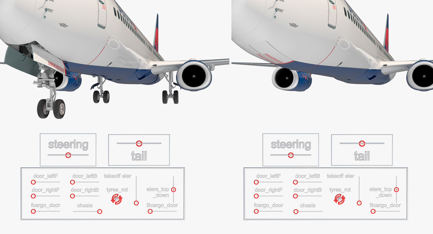 Boeing 737 900 Delta Air Lines Rigged 3D