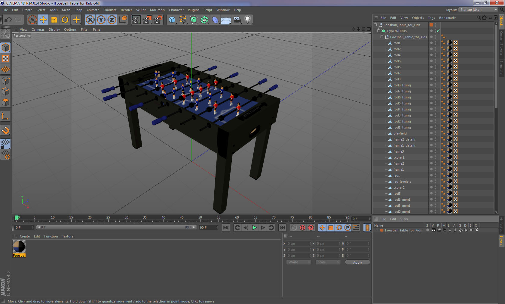 3D Foosball Table for Kids model