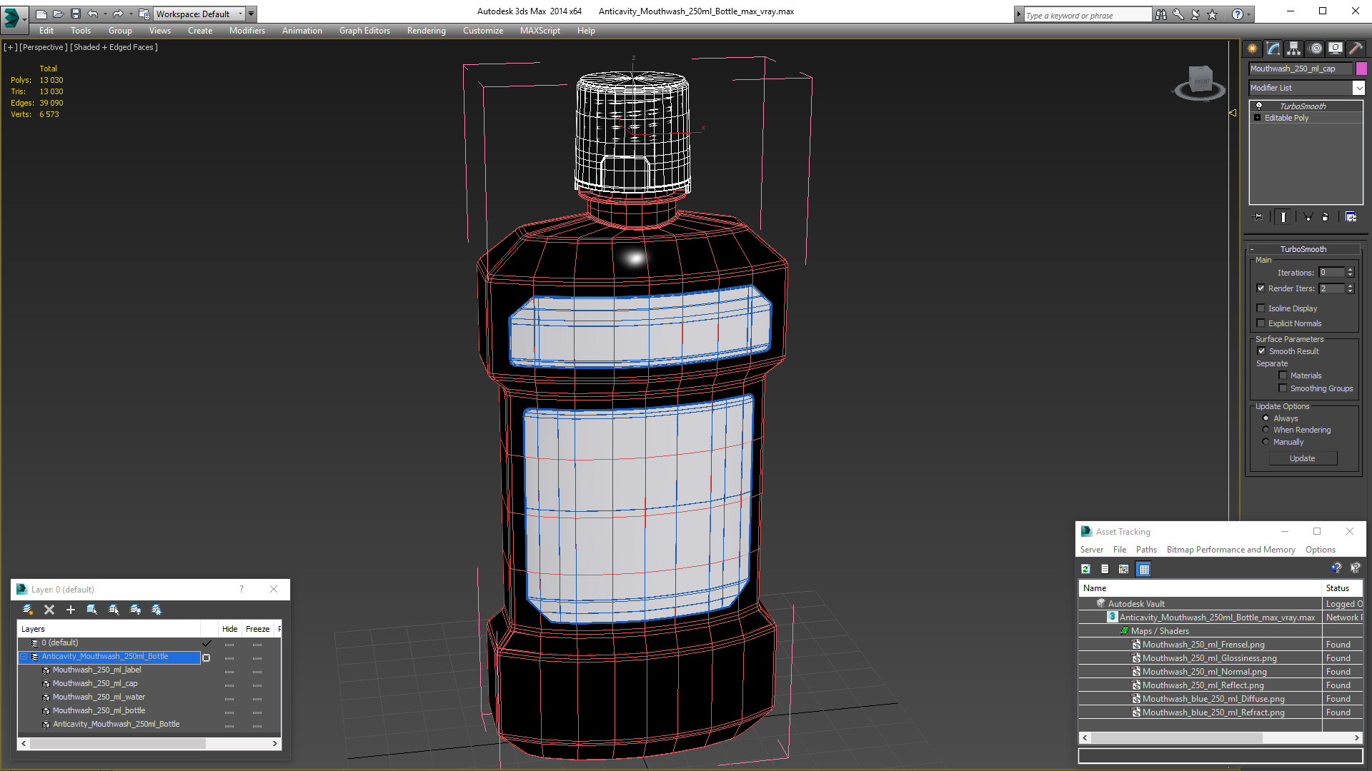 3D Anticavity Mouthwash 250ml Bottle model