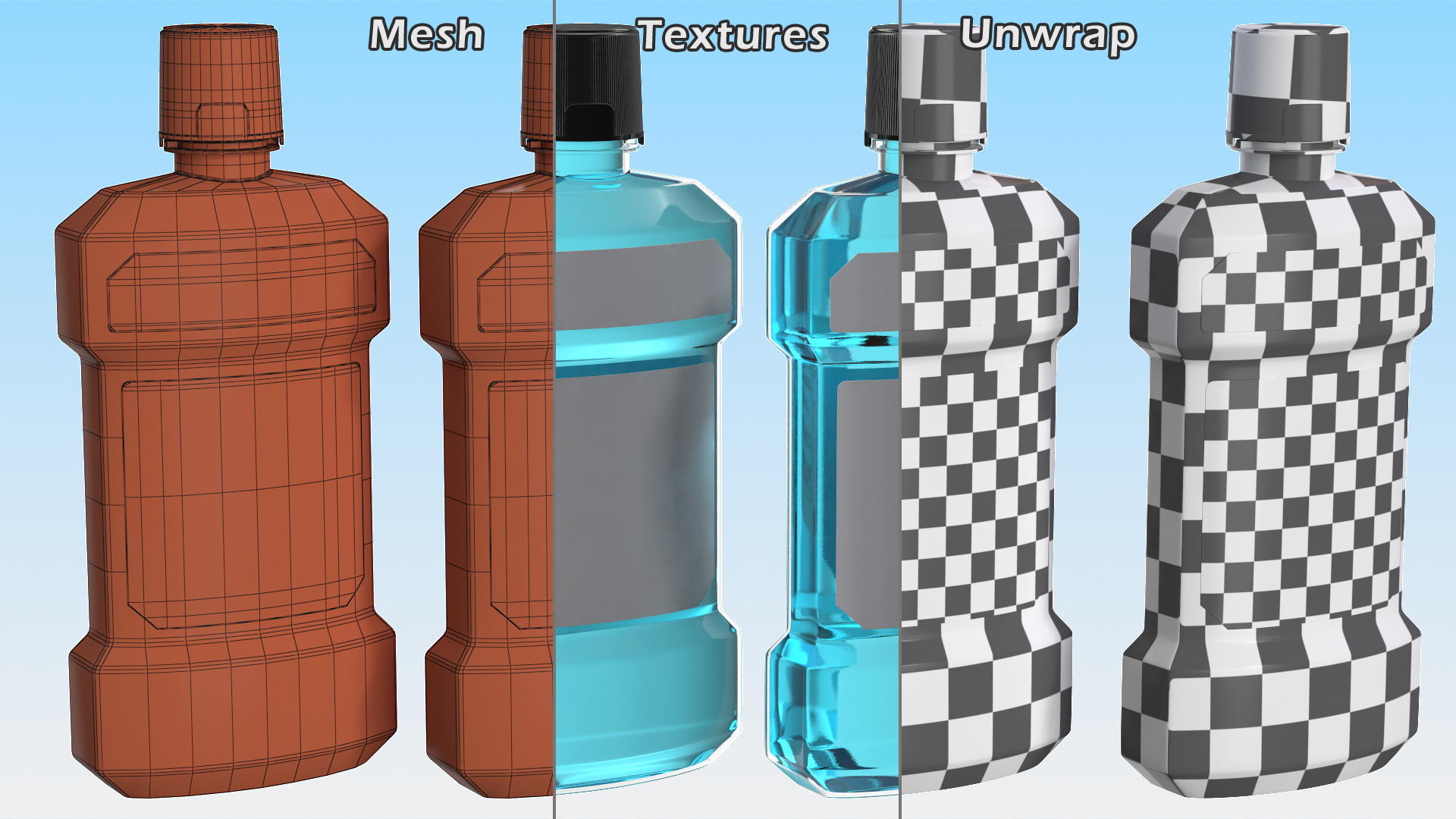 3D Anticavity Mouthwash 250ml Bottle model