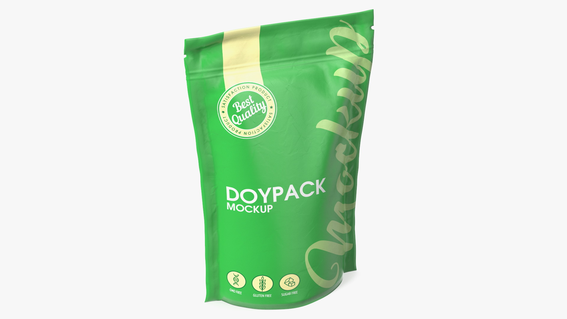 3D Doy Pack With Zipper Mockup Green model