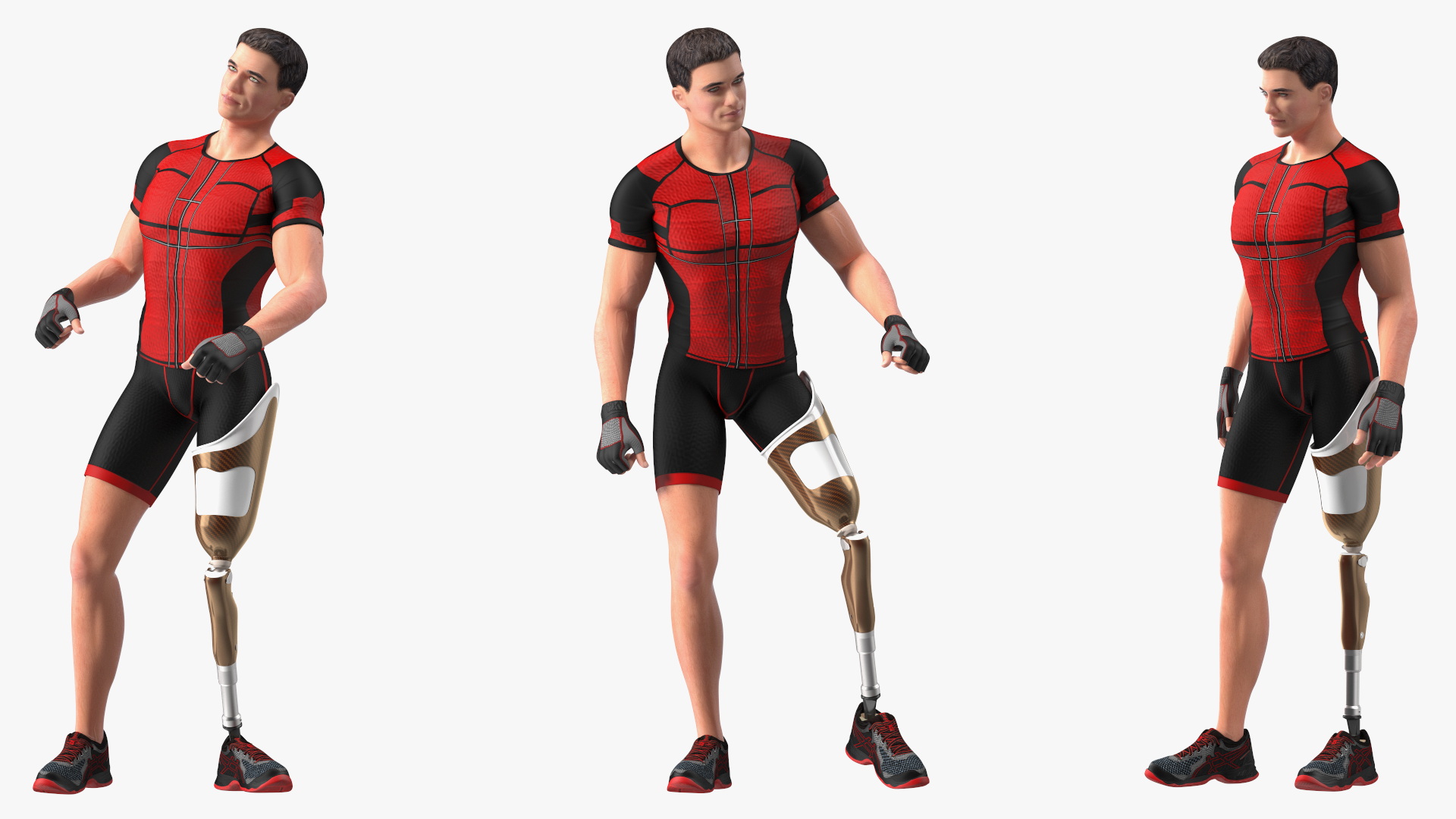 Man with Prosthetic Leg Rigged for Cinema 4D 3D model