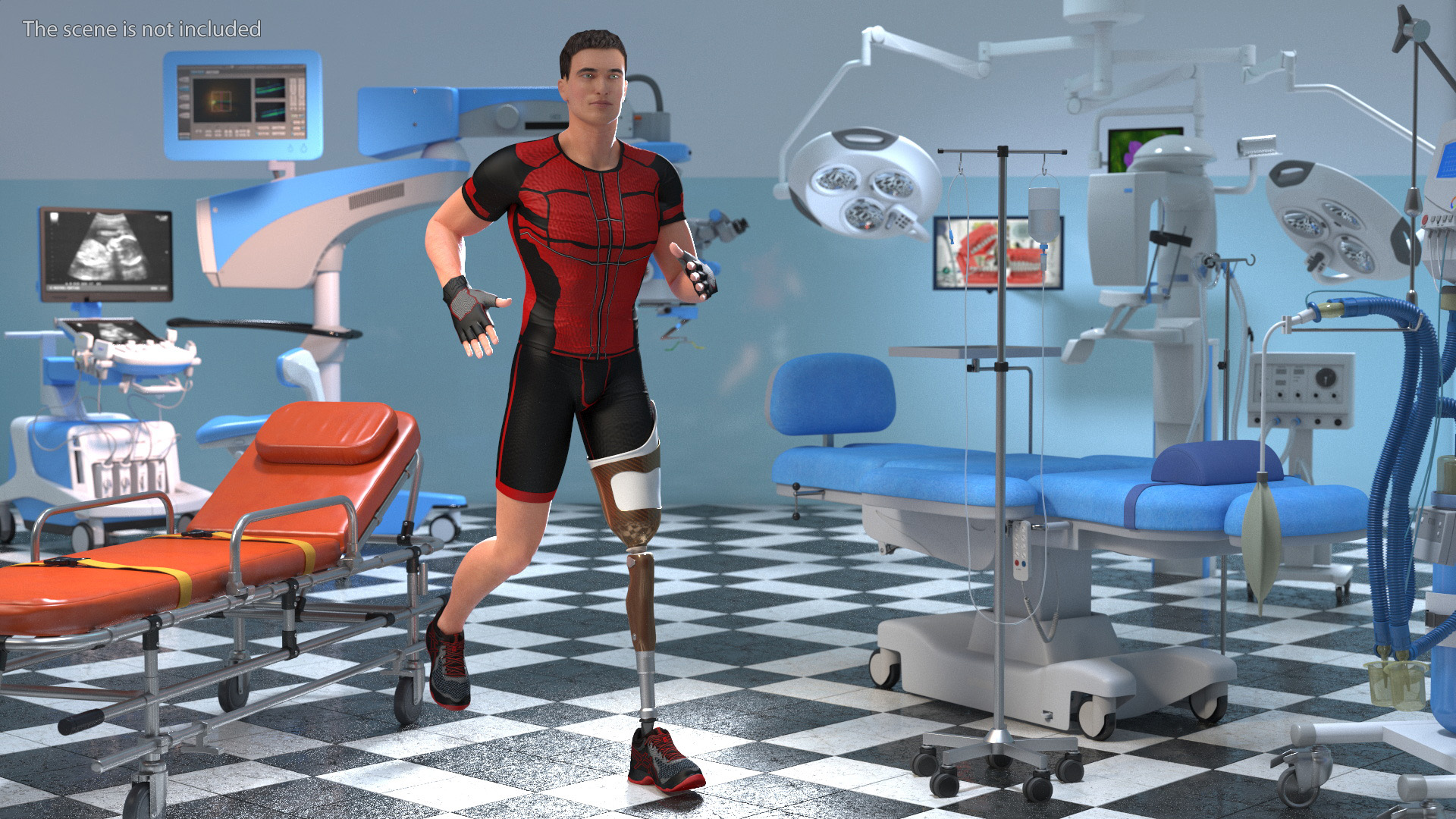 Man with Prosthetic Leg Rigged for Cinema 4D 3D model
