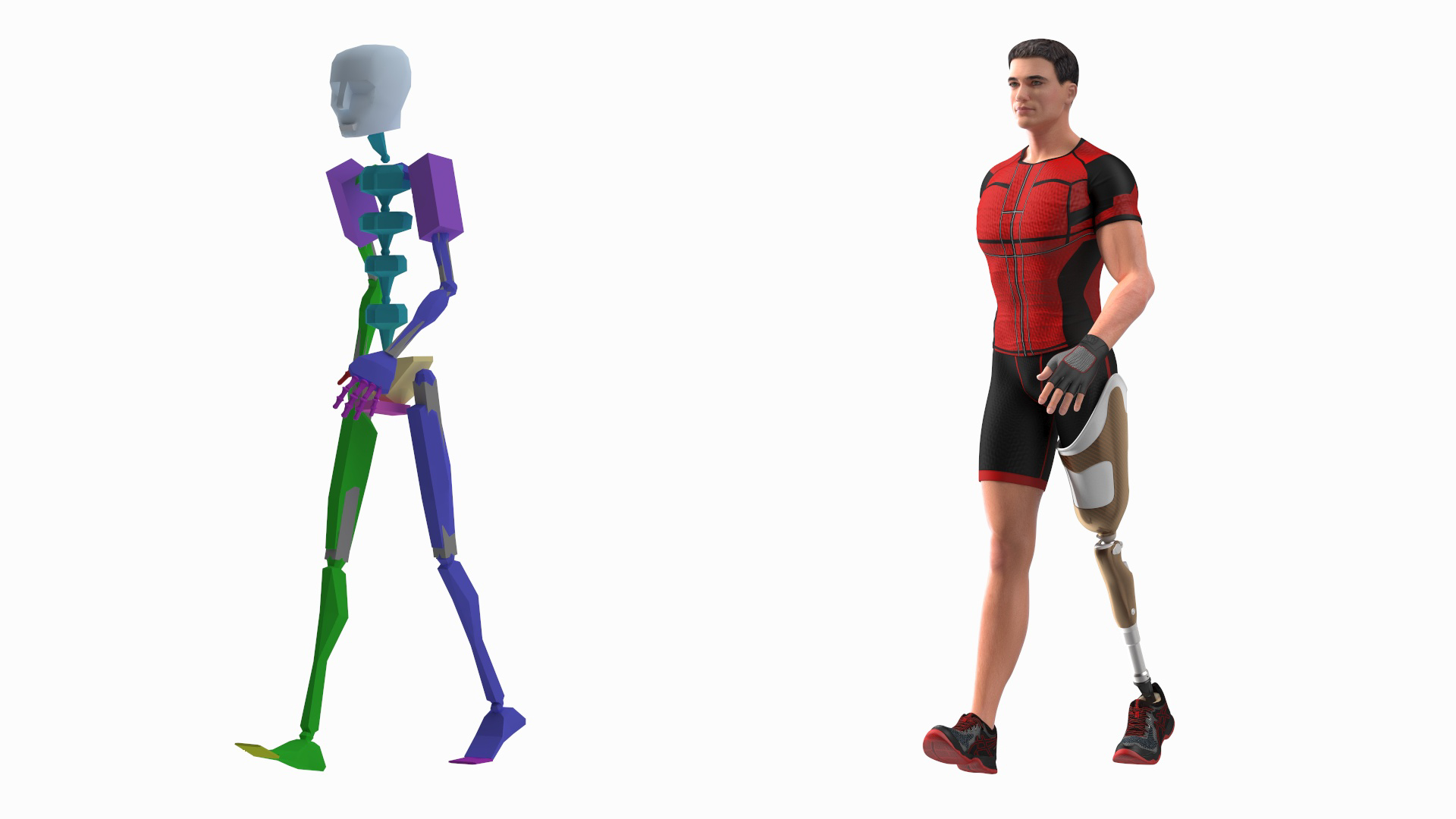 Man with Prosthetic Leg Rigged for Cinema 4D 3D model