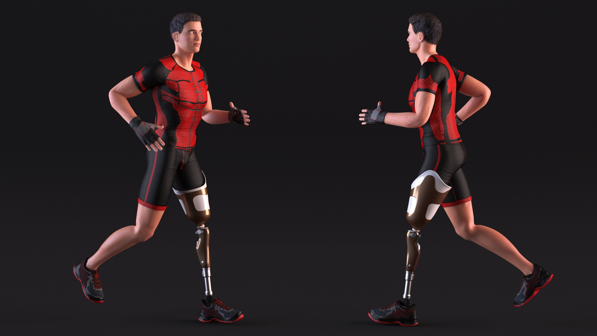 Man with Prosthetic Leg Rigged for Cinema 4D 3D model