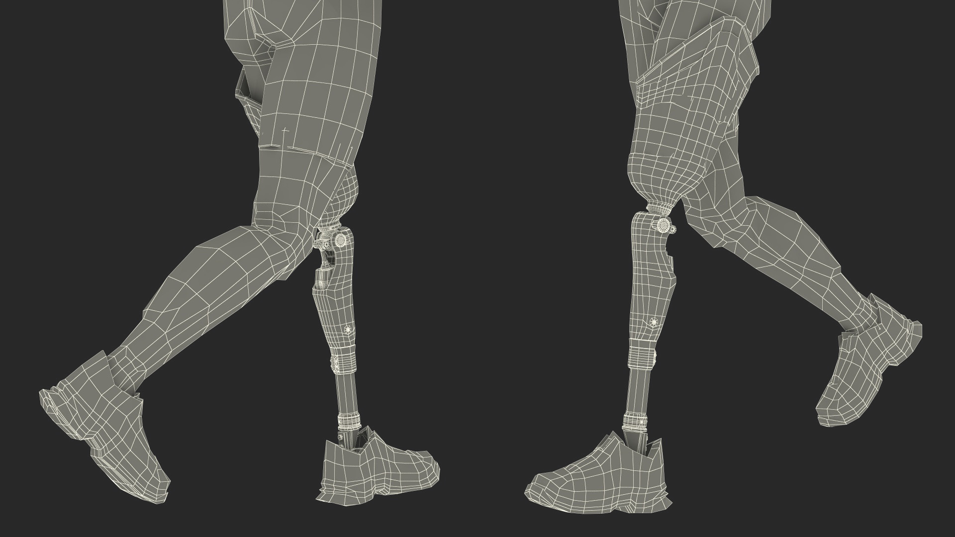 Man with Prosthetic Leg Rigged for Cinema 4D 3D model