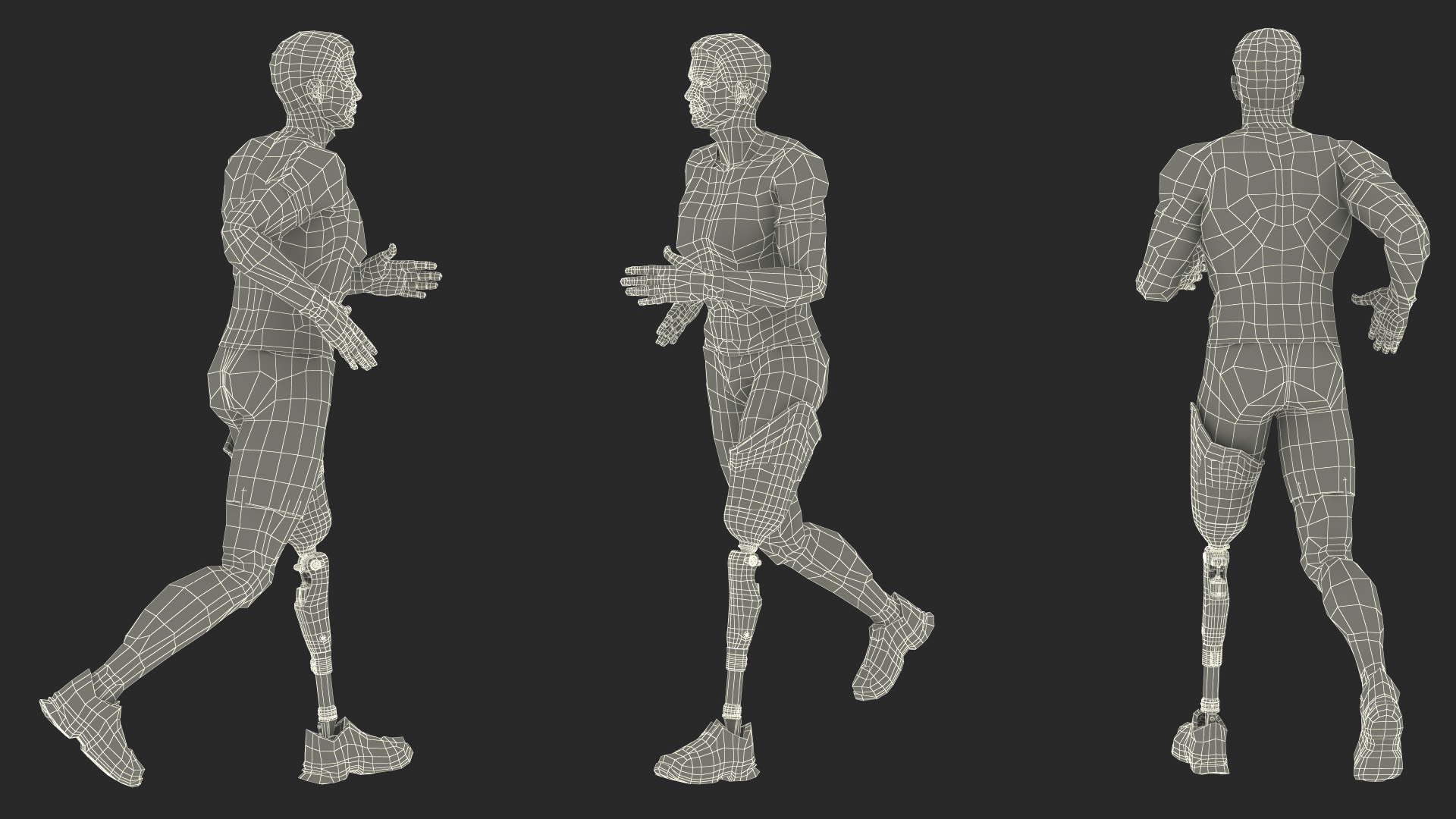 Man with Prosthetic Leg Rigged for Cinema 4D 3D model