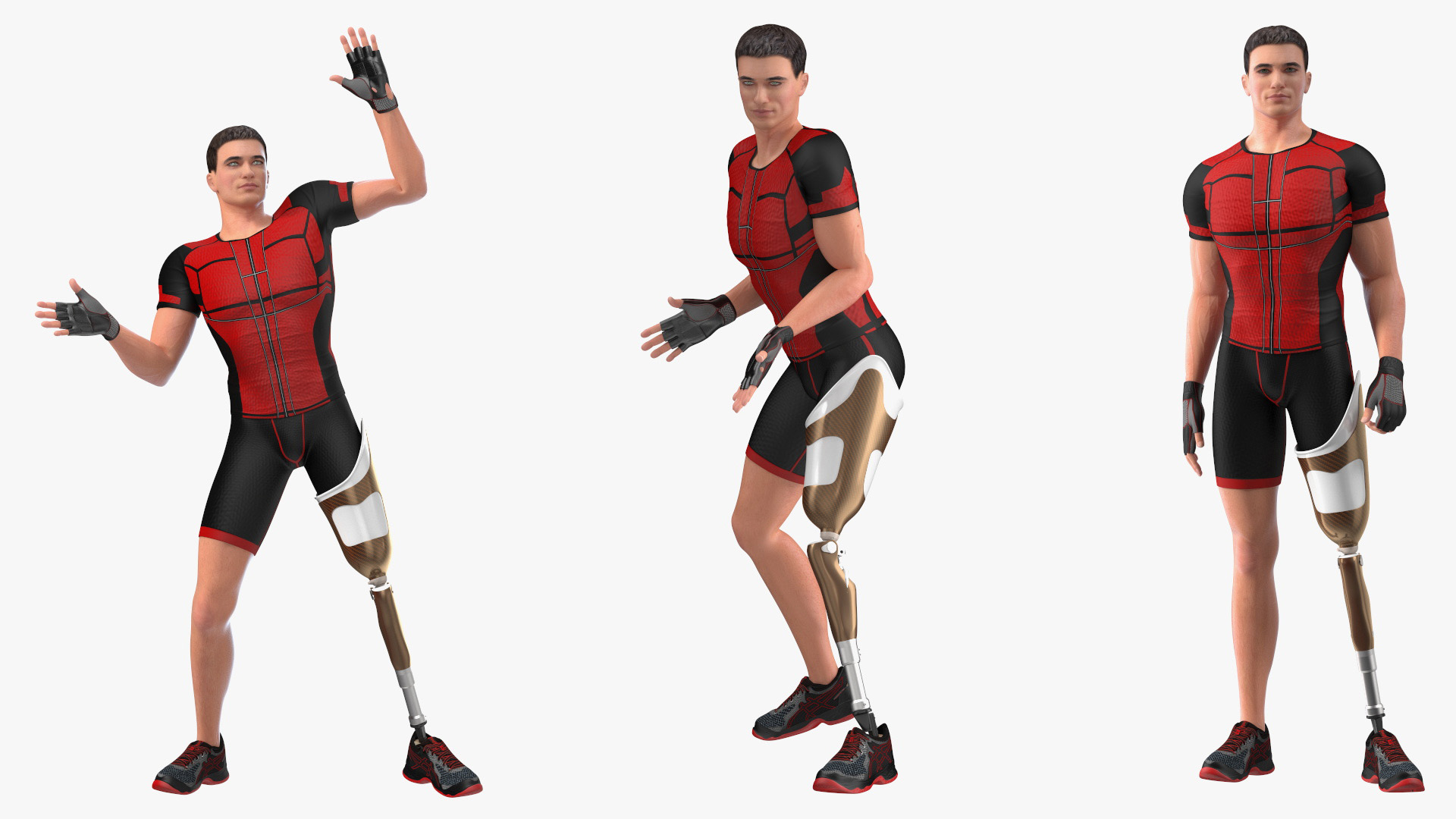 Man with Prosthetic Leg Rigged for Cinema 4D 3D model