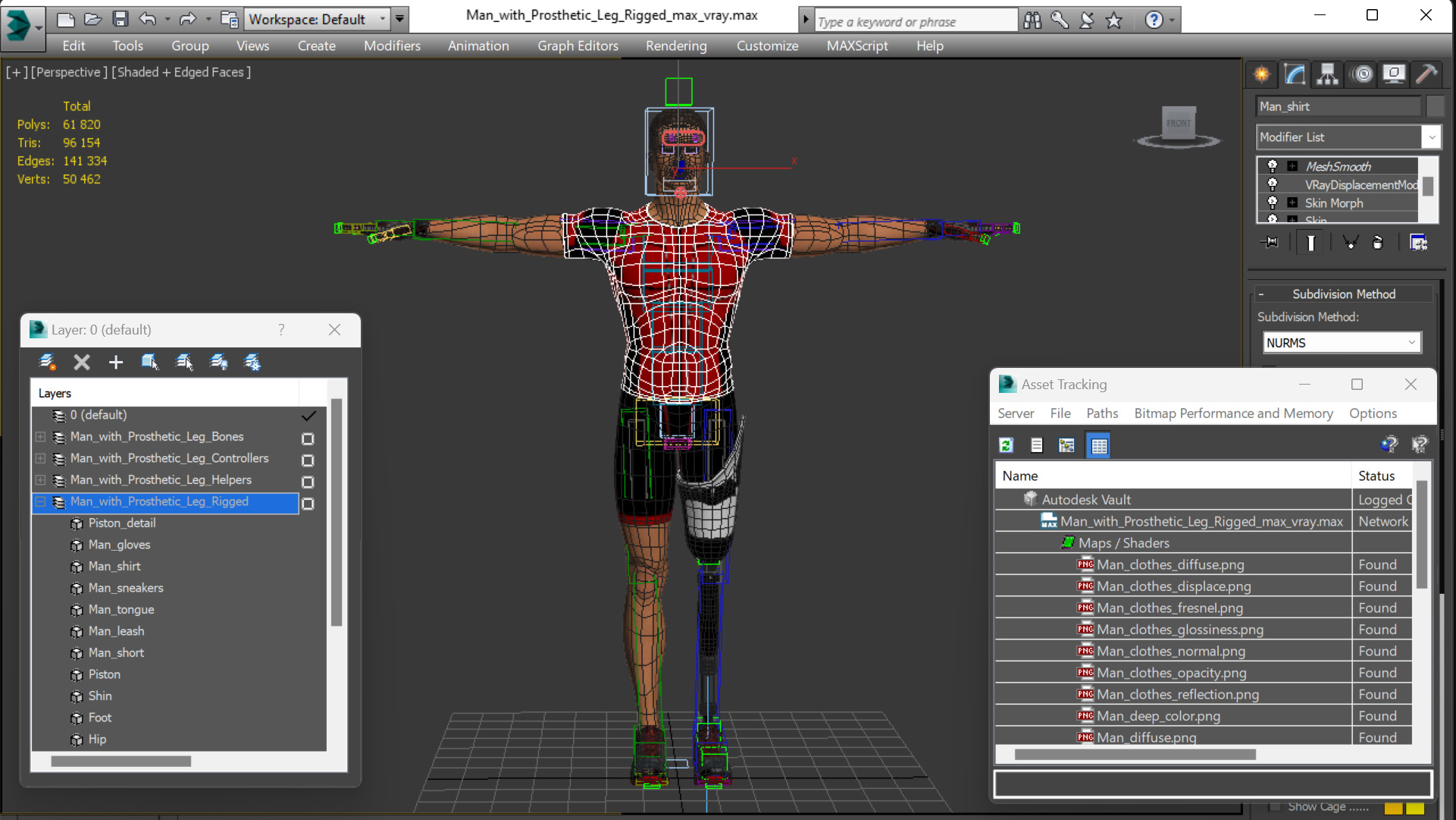 Man with Prosthetic Leg Rigged for Cinema 4D 3D model