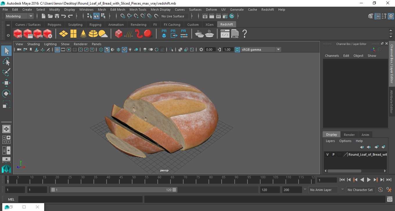 3D Round Loaf of Bread with Sliced Pieces model