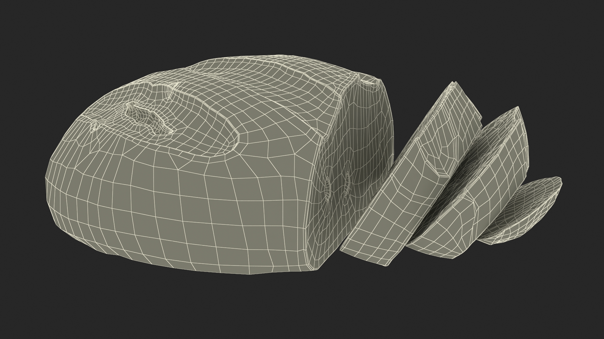 3D Round Loaf of Bread with Sliced Pieces model
