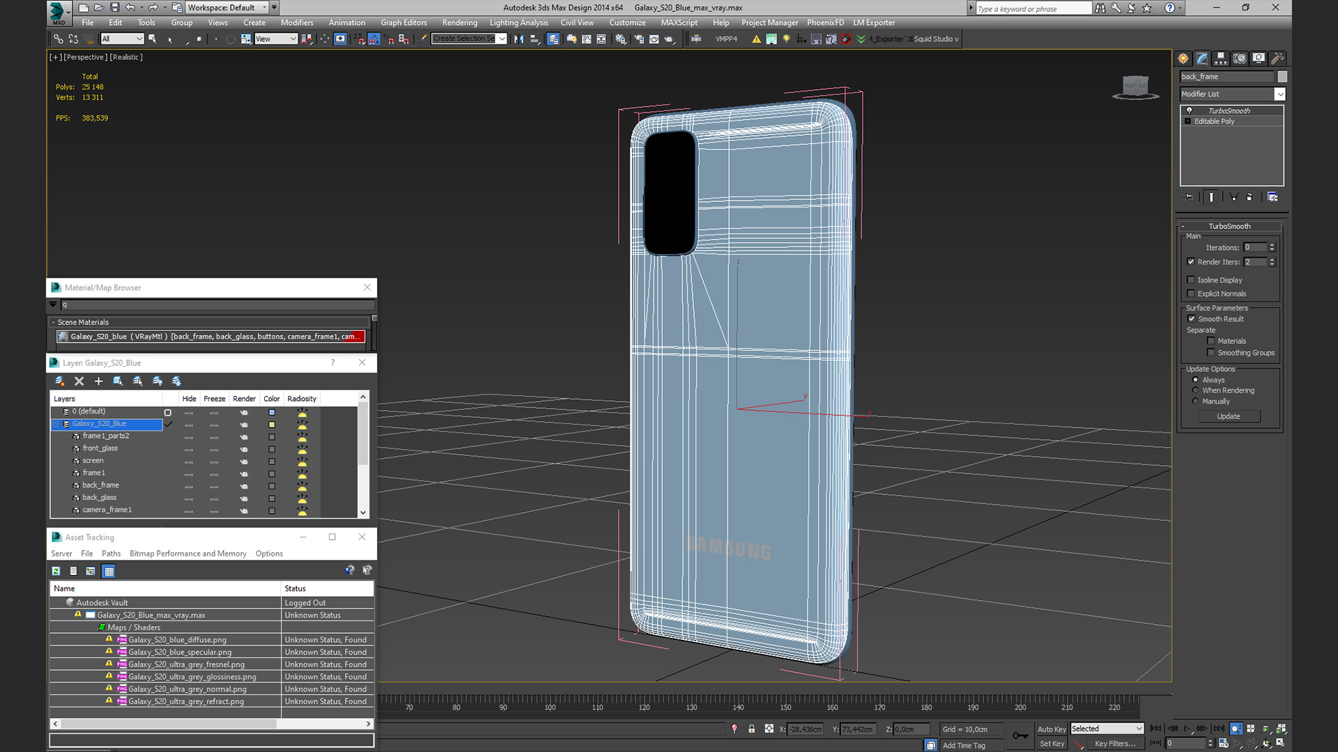 3D model Galaxy S20 Blue