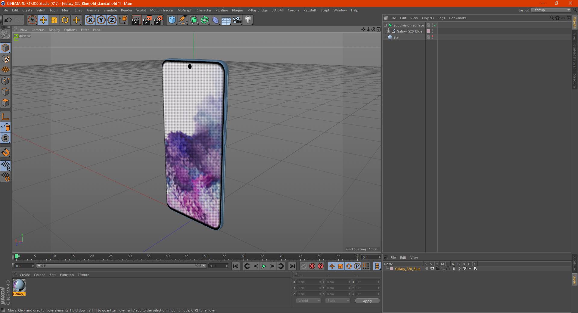 3D model Galaxy S20 Blue