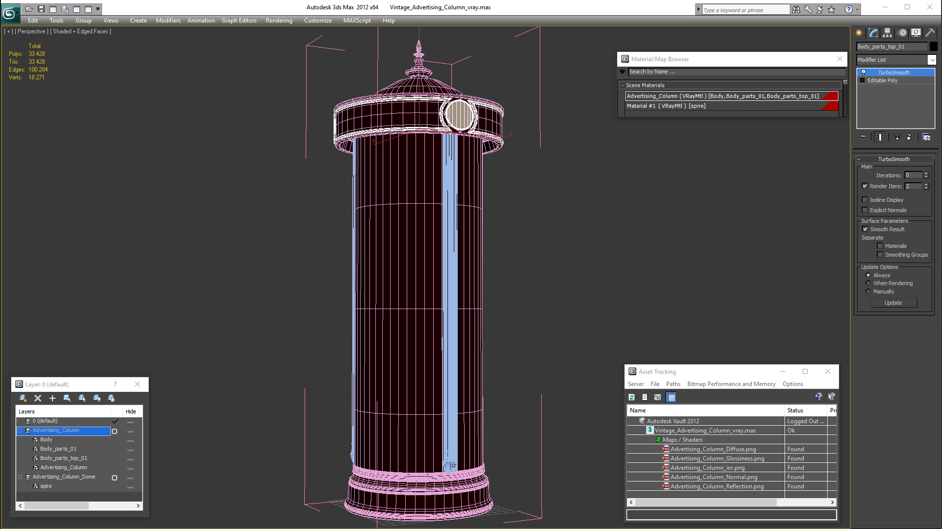 3D Vintage Advertising Column